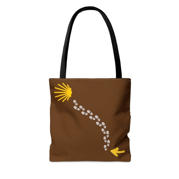 Tote Bag marron del Camino de Santiago de huellas hacia la Vieira - Image 2