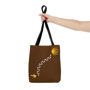 Tote Bag marron del Camino de Santiago de huellas hacia la Vieira