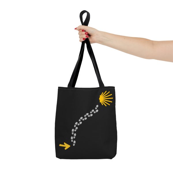 Tote Bag negro del Camino de Santiago de huellas hacia la Vieira - Image 3