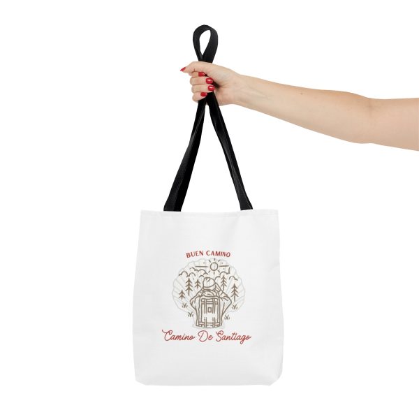 Tote bag blanco del Camino de Peregrinación rodeado por arboles - Image 3