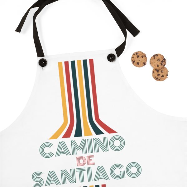 Delantal del Camino de Santiago, Souvenir del Camino  "Retro con Líneas" hacia la Vieira - Image 3