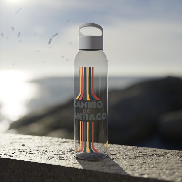 Botella de agua de Tritan del Camino de Santiago "Retro con Líneas" hacia la Vieira