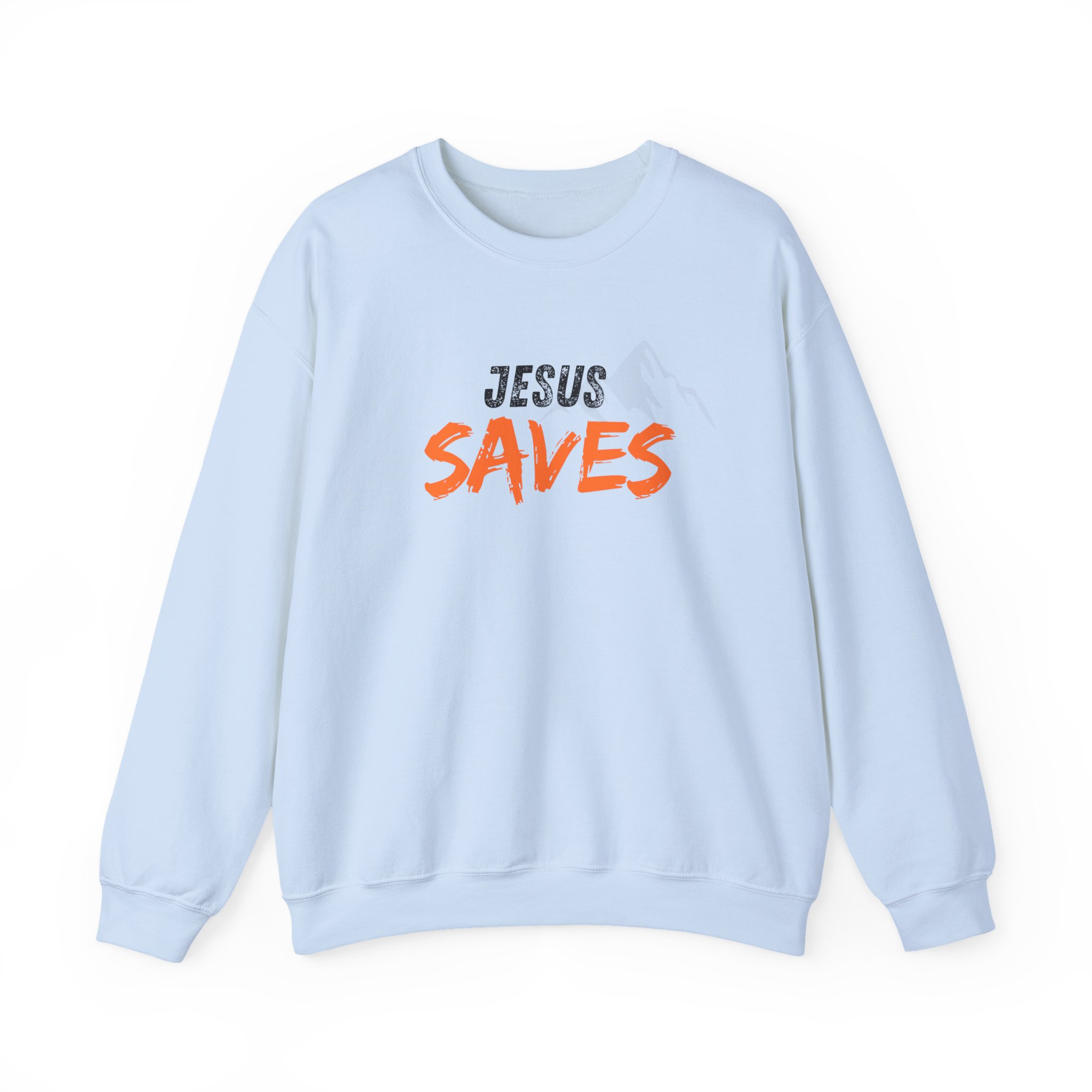 Jesus Saves – "Mountain Rescue" Classic Heavy Blend Crewneck Sweatshirt - Imagen 3