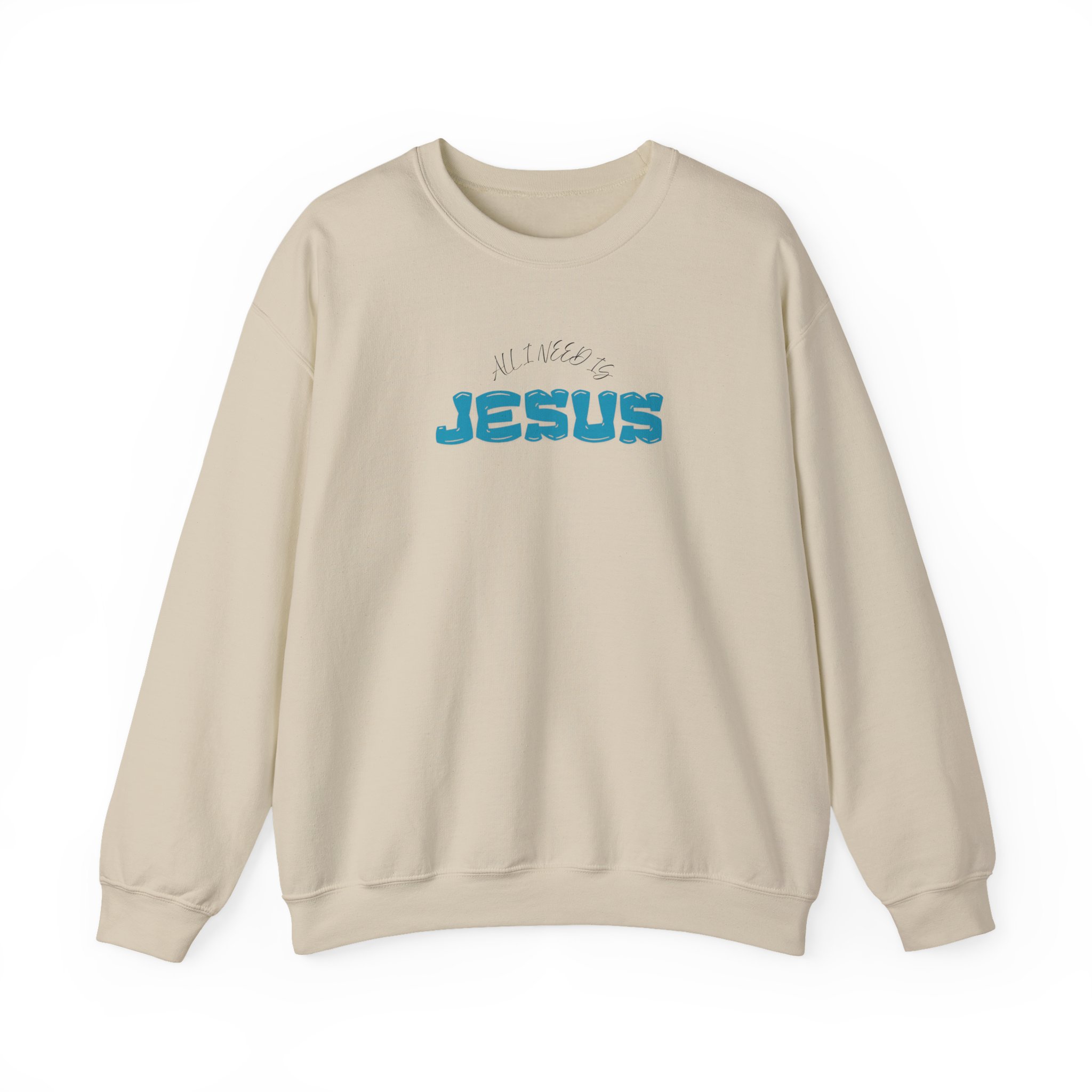 All I Need is Jesus – "Retro Teal Dream" Classic Heavy Blend Crewneck Sweatshirt - Imagen 3