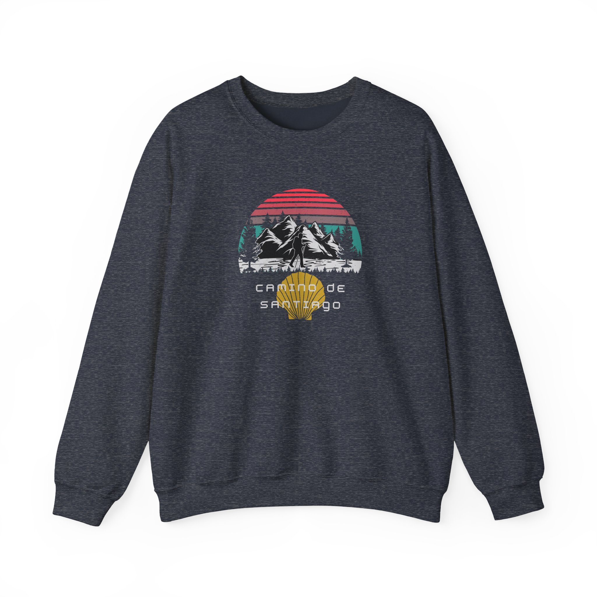 Camino de Santiago – "Mountain Sunset Trek" Classic Unisex Crewneck T-Shirt - Imagen 5