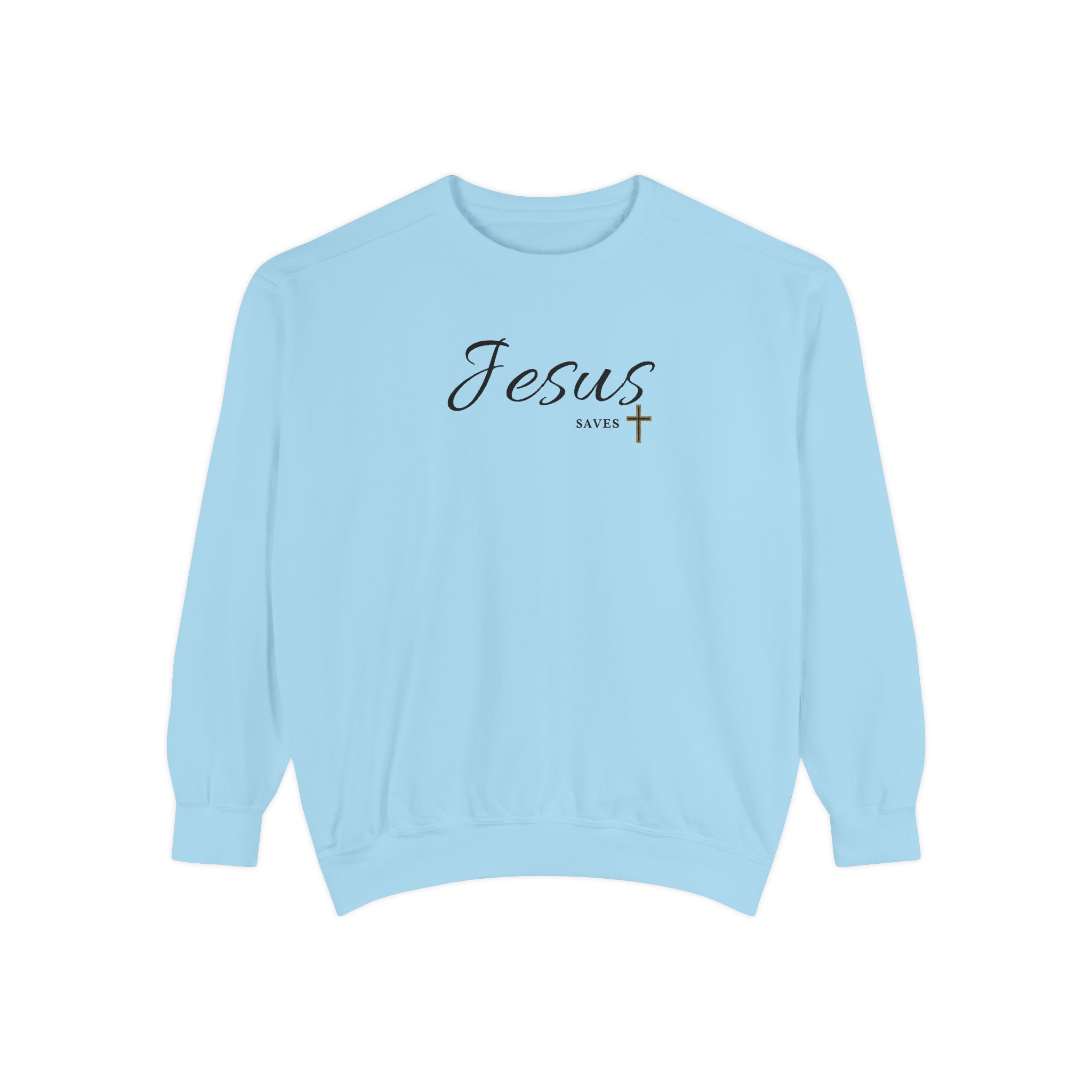 Jesus Saves – "Golden Grace" Vintage Garment-Dyed Sweatshirt - Imagen 4