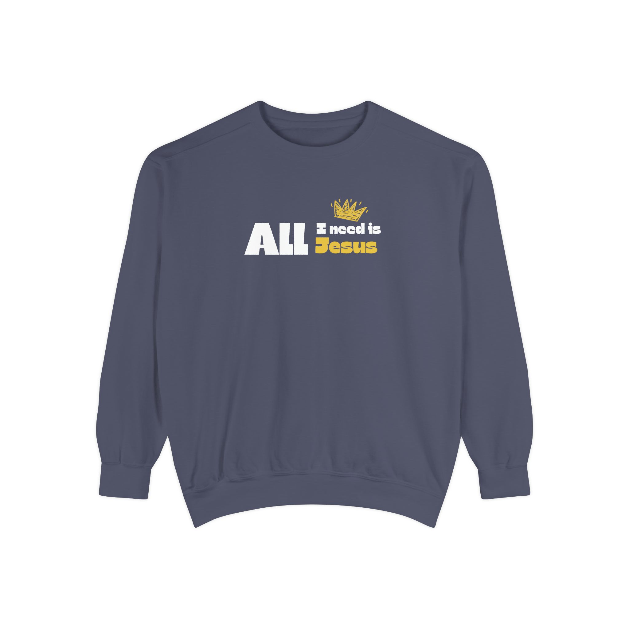 All I Need is Jesus – "The King's Crown" Vintage Garment-Dyed Sweatshirt - Imagen 9