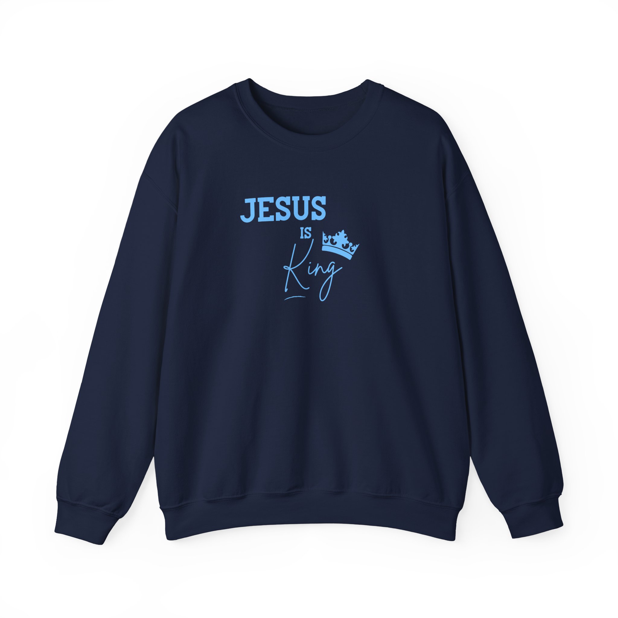 Jesus is King – "Sky Blue Crown" Classic Heavy Blend Crewneck Sweatshirt - Imagen 8