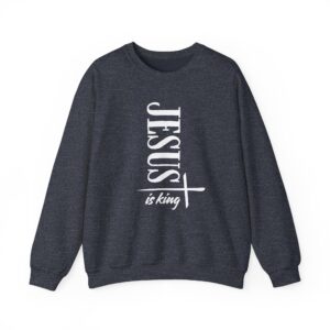 Jesus is King – "Vertical Cross" Classic Heavy Blend Crewneck Sweatshirt