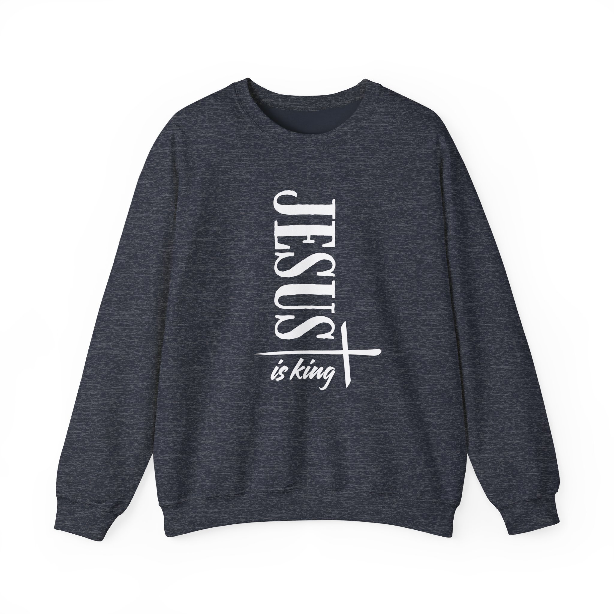 Jesus is King – "Vertical Cross" Classic Heavy Blend Crewneck Sweatshirt