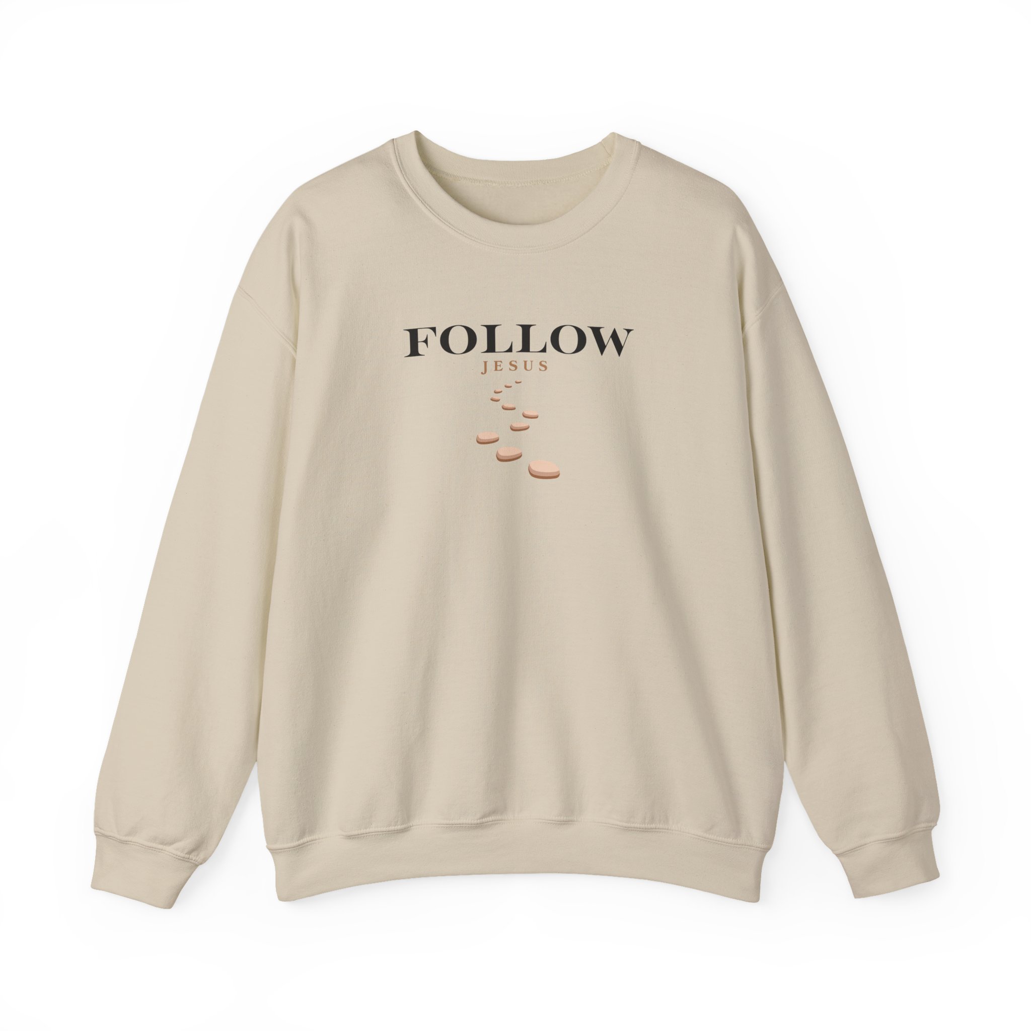 Follow Jesus – "Stepping Stones Journey" Classic Heavy Blend Crewneck Sweatshirt - Imagen 3