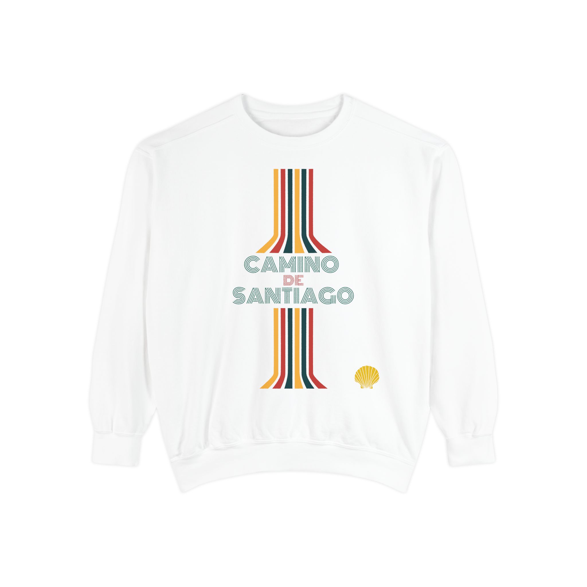Camino de Santiago – "Retro Vertical Flow" Vintage Garment-Dyed Sweatshirt