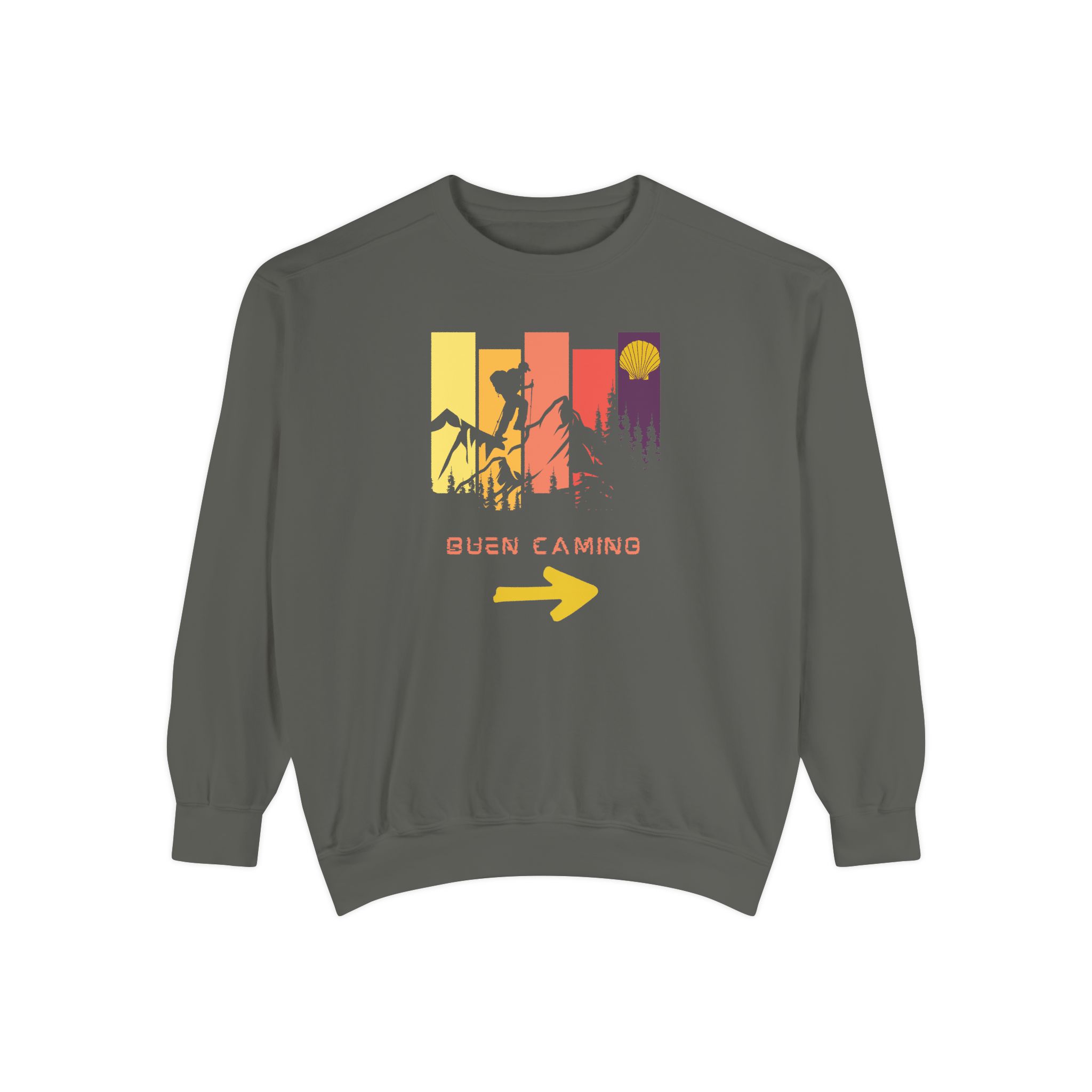 Camino de Santiago – "Retro Peak Hiking" Vintage Garment-Dyed Sweatshirt - Imagen 4