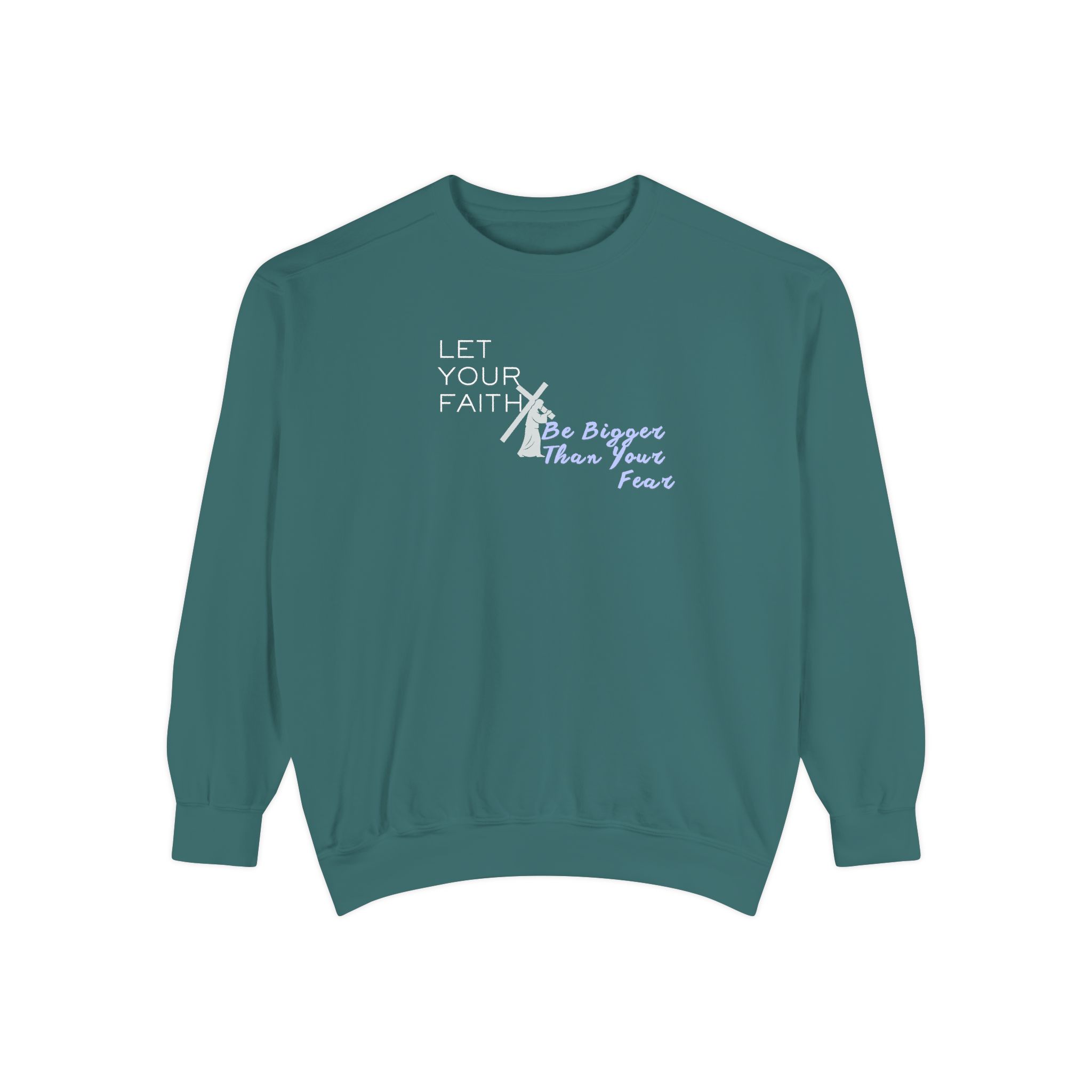 Faith Over Fear – "The Cross Bearer" Vintage Garment-Dyed Sweatshirt