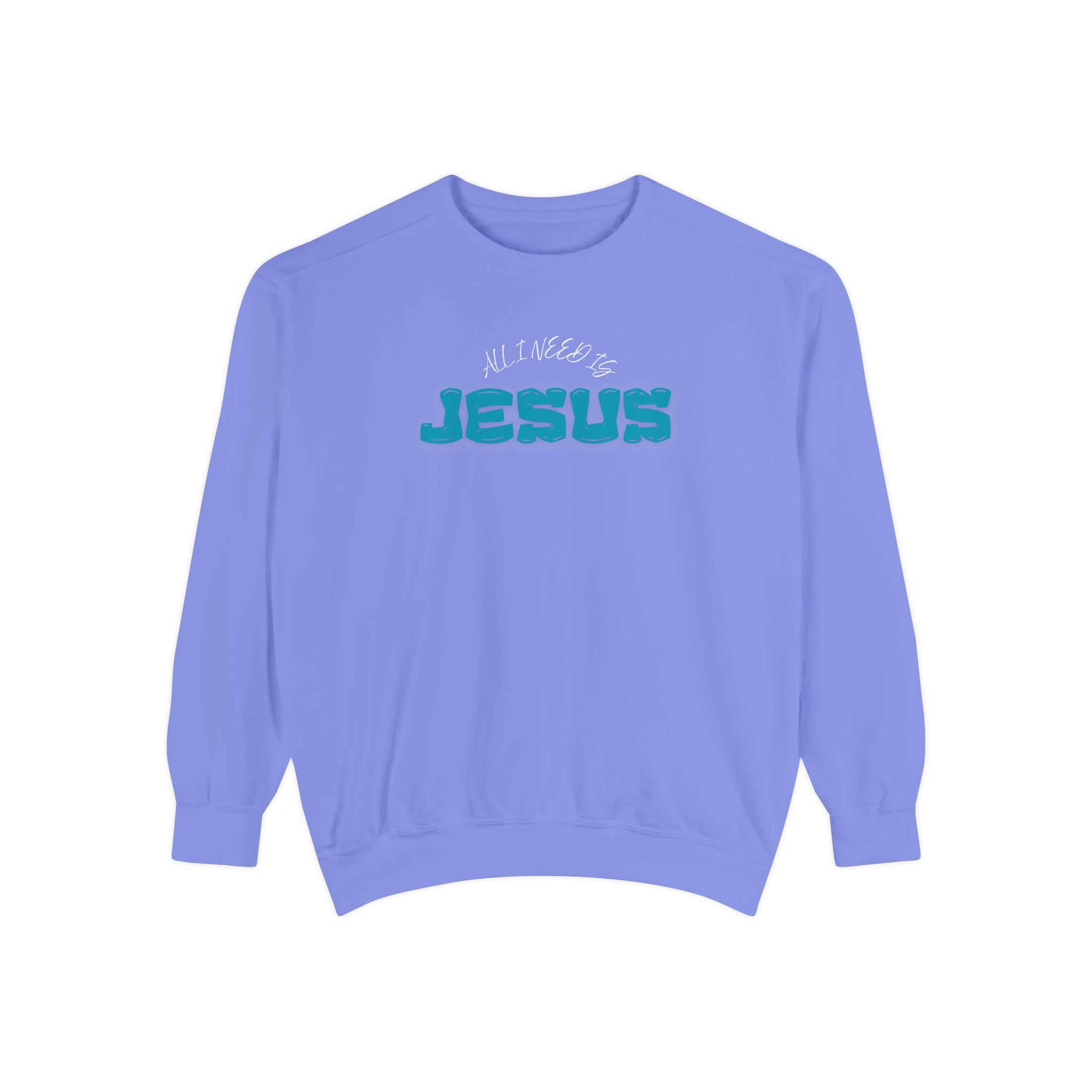 All I Need is Jesus – "Retro Teal Dream" Vintage Garment-Dyed Sweatshirt