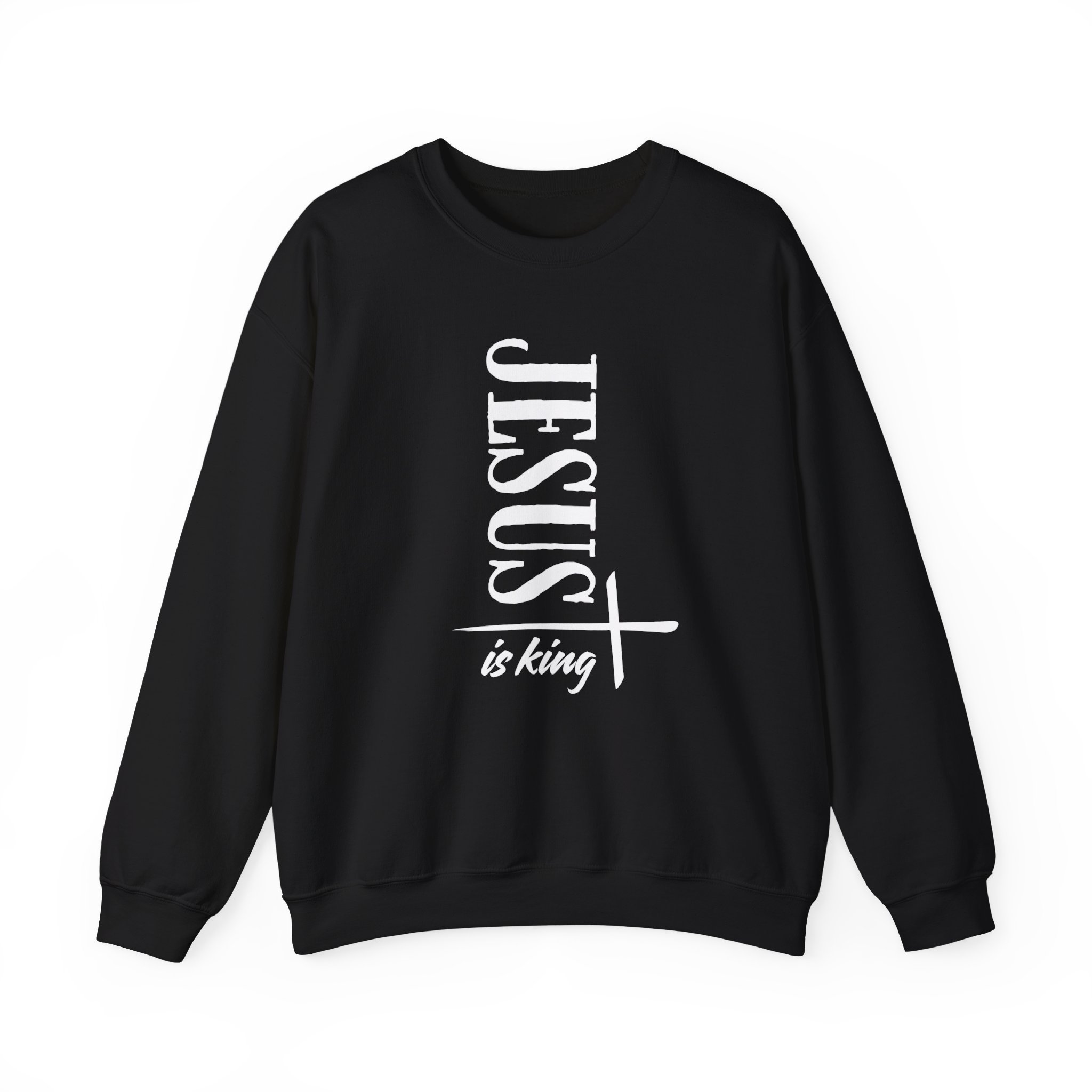 Jesus is King – "Vertical Cross" Classic Heavy Blend Crewneck Sweatshirt - Imagen 4