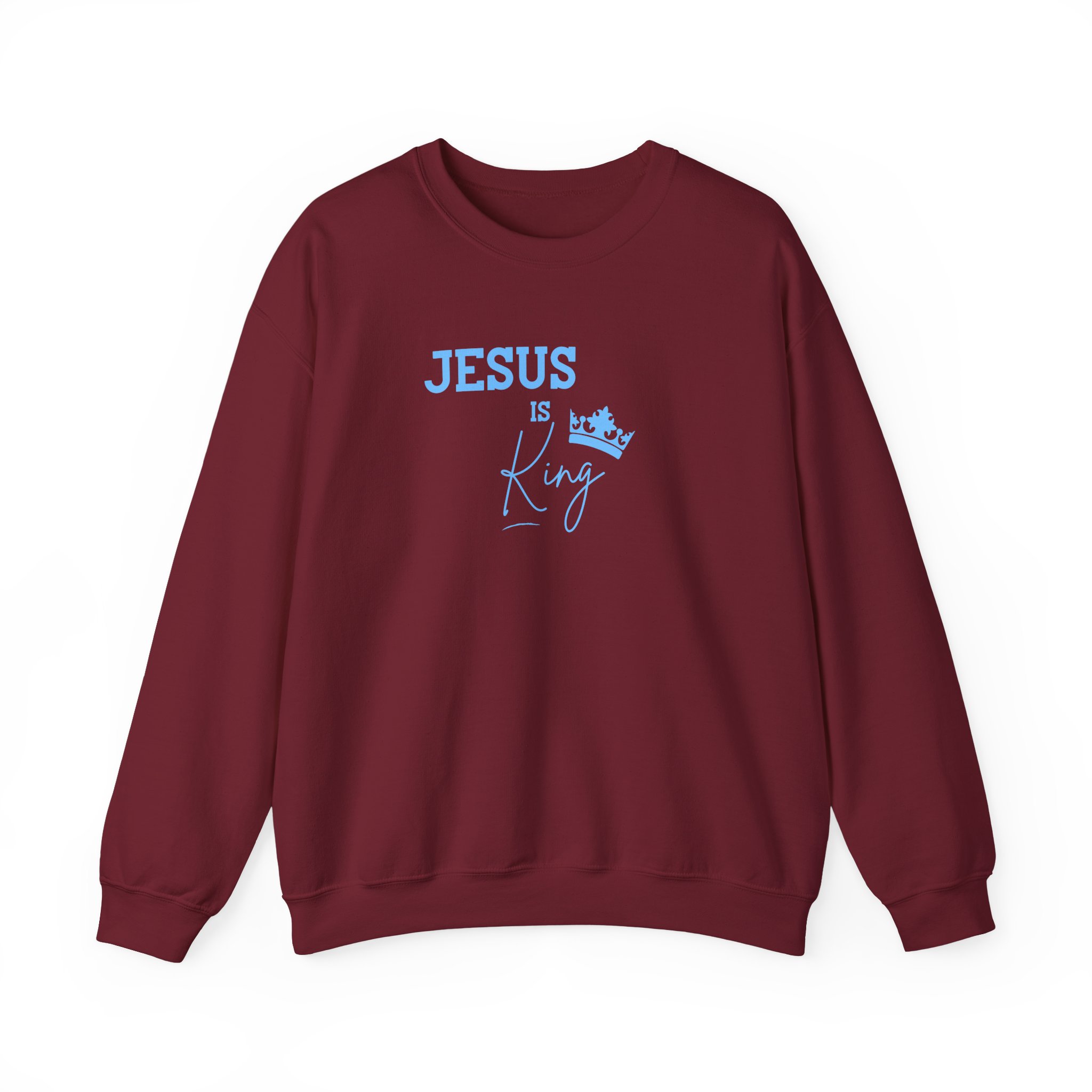 Jesus is King – "Sky Blue Crown" Classic Heavy Blend Crewneck Sweatshirt - Imagen 7