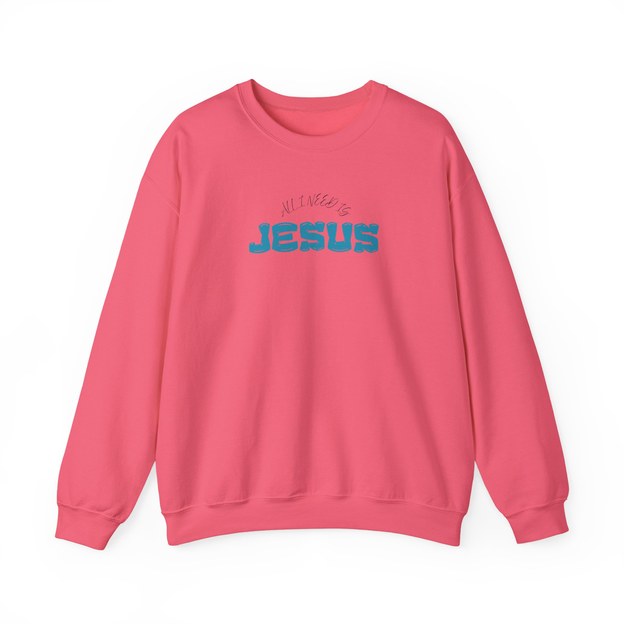 All I Need is Jesus – "Retro Teal Dream" Classic Heavy Blend Crewneck Sweatshirt - Imagen 4