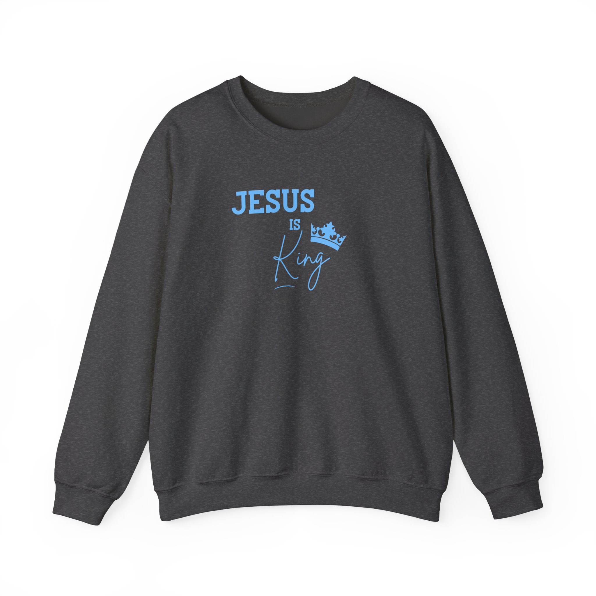 Jesus is King – "Sky Blue Crown" Classic Heavy Blend Crewneck Sweatshirt - Imagen 6