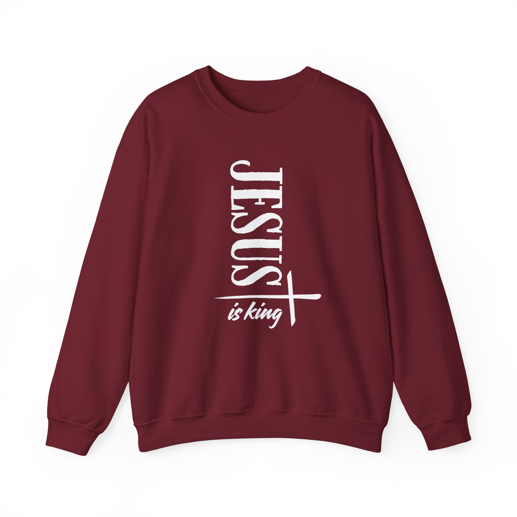 Jesus is King – "Vertical Cross" Classic Heavy Blend Crewneck Sweatshirt - Imagen 9