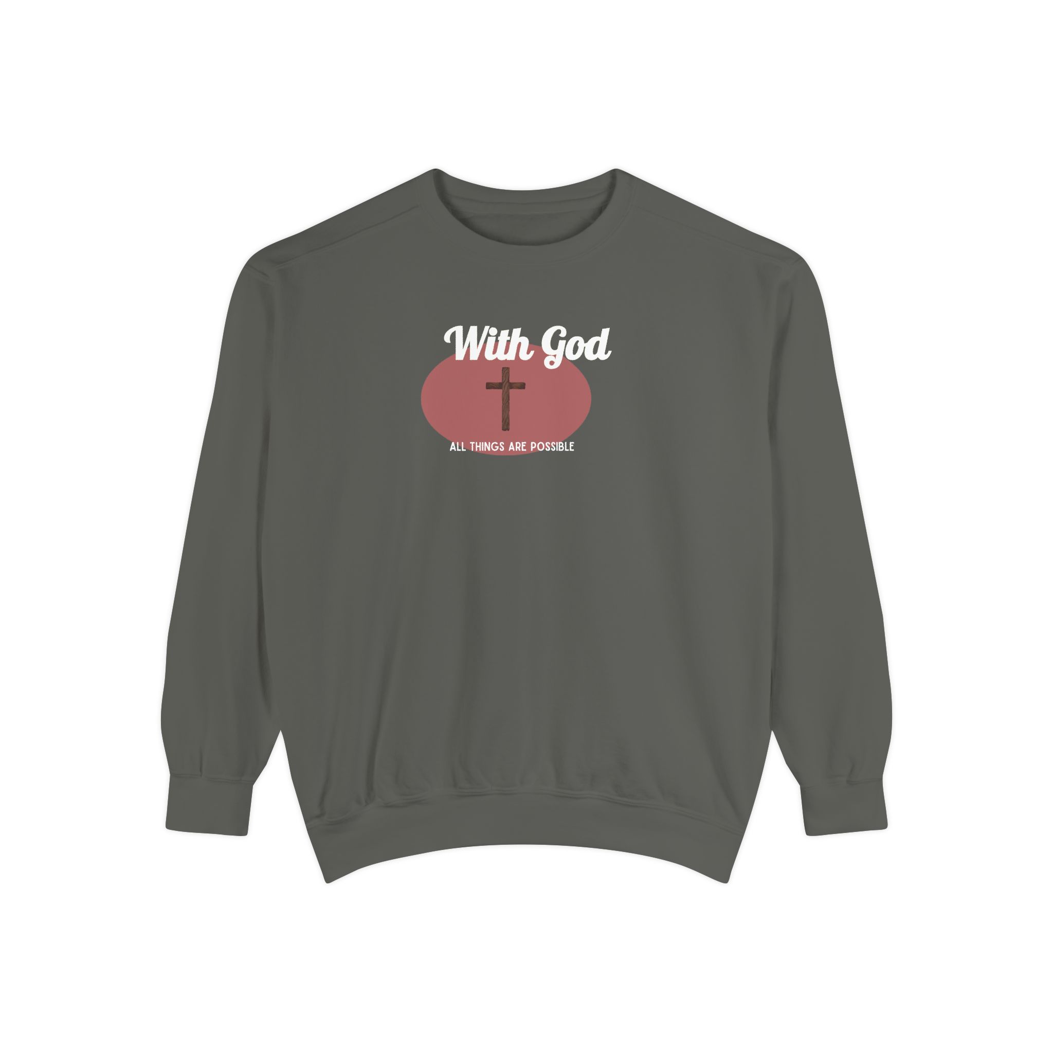With God All Things Are Possible – "Earthy Heritage" Vintage Garment-Dyed Sweatshirt - Imagen 3