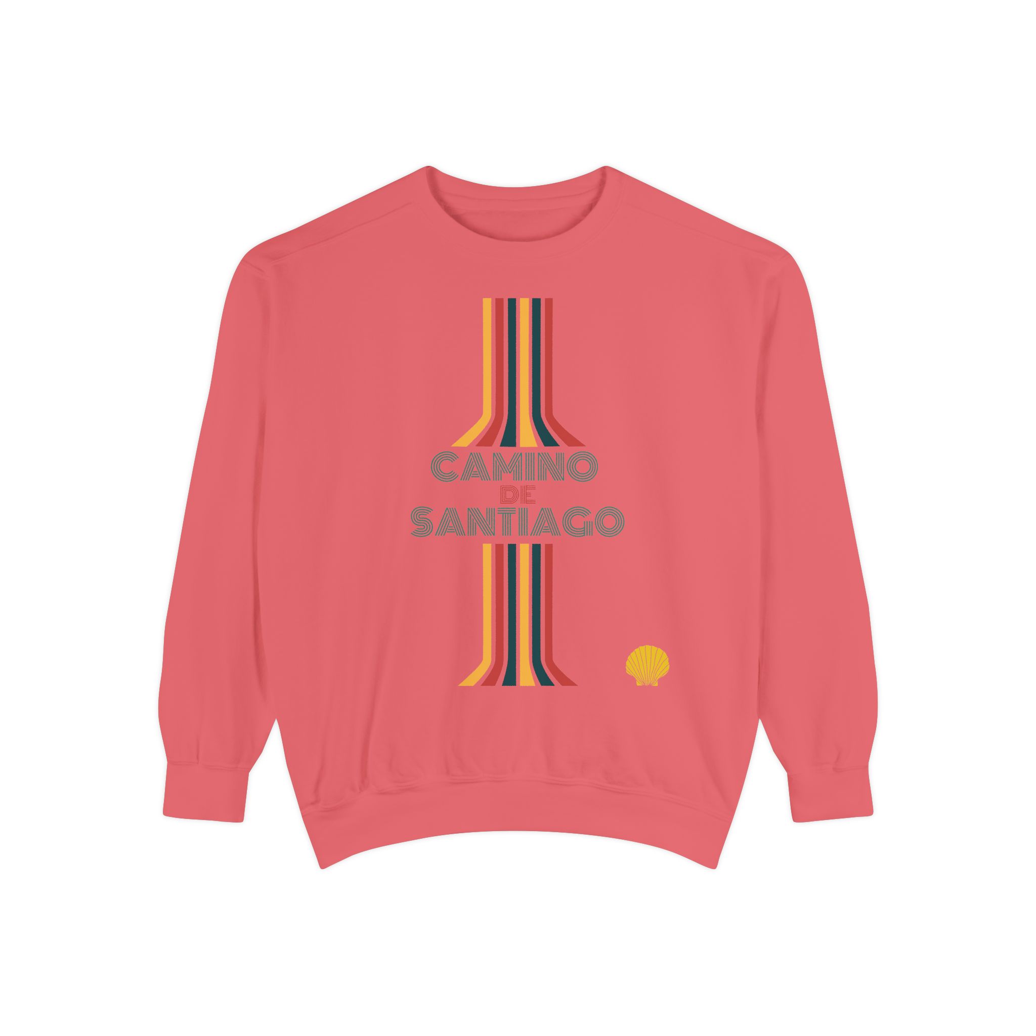 Camino de Santiago – "Retro Vertical Flow" Vintage Garment-Dyed Sweatshirt - Imagen 8