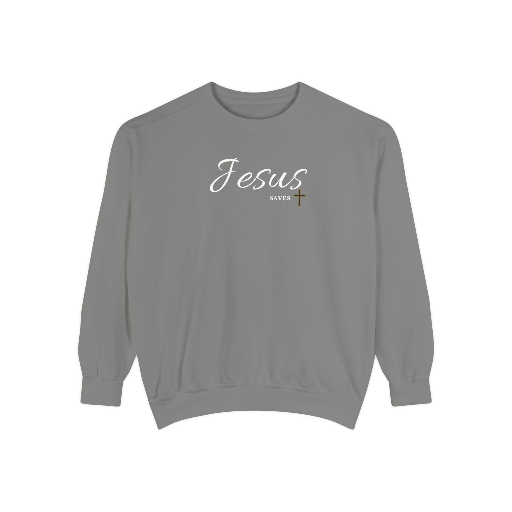 Jesus Saves – "Golden Grace" Vintage Garment-Dyed Sweatshirt - Imagen 9