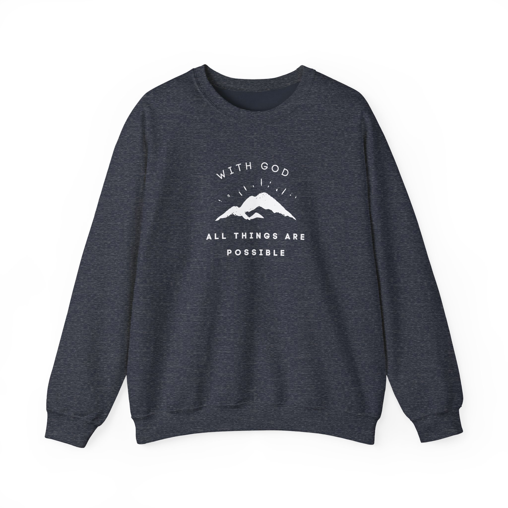 With God All Things Are Possible – "Summit Hope" Classic Heavy Blend Crewneck Sweatshirt - Imagen 10