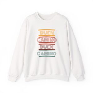 Camino de Santiago – "Retro Stripe" Buen Camino Classic Heavy Blend Crewneck Sweatshirt