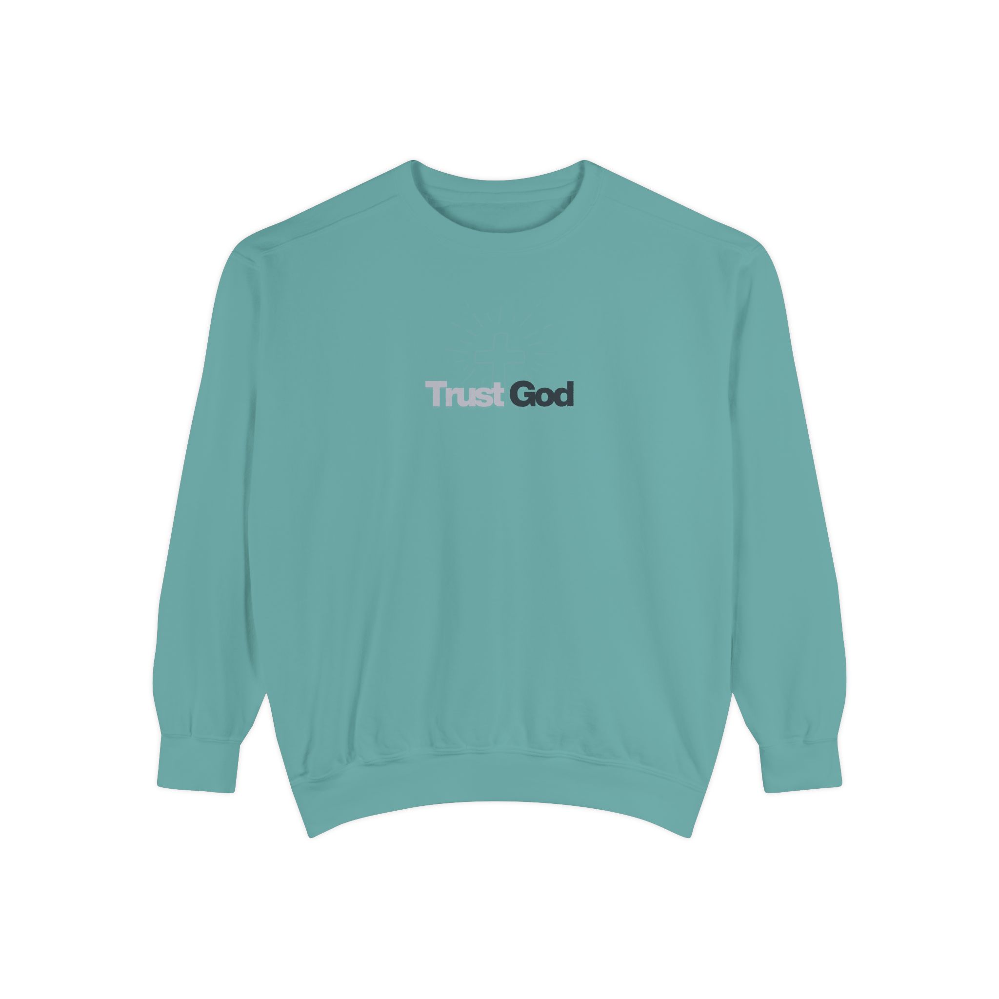 Trust God – "Radiant Cross" Vintage Garment-Dyed Sweatshirt - Imagen 5