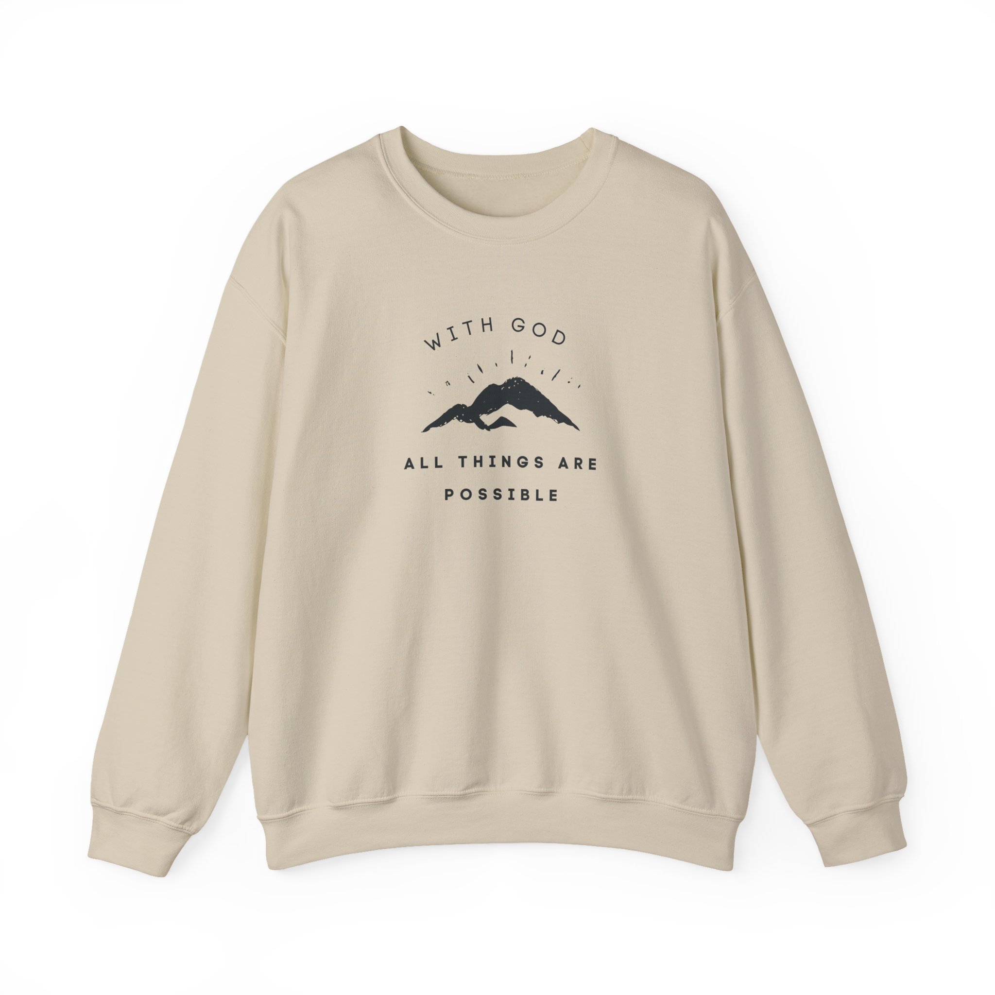 With God All Things Are Possible – "Summit Hope" Classic Heavy Blend Crewneck Sweatshirt - Imagen 4