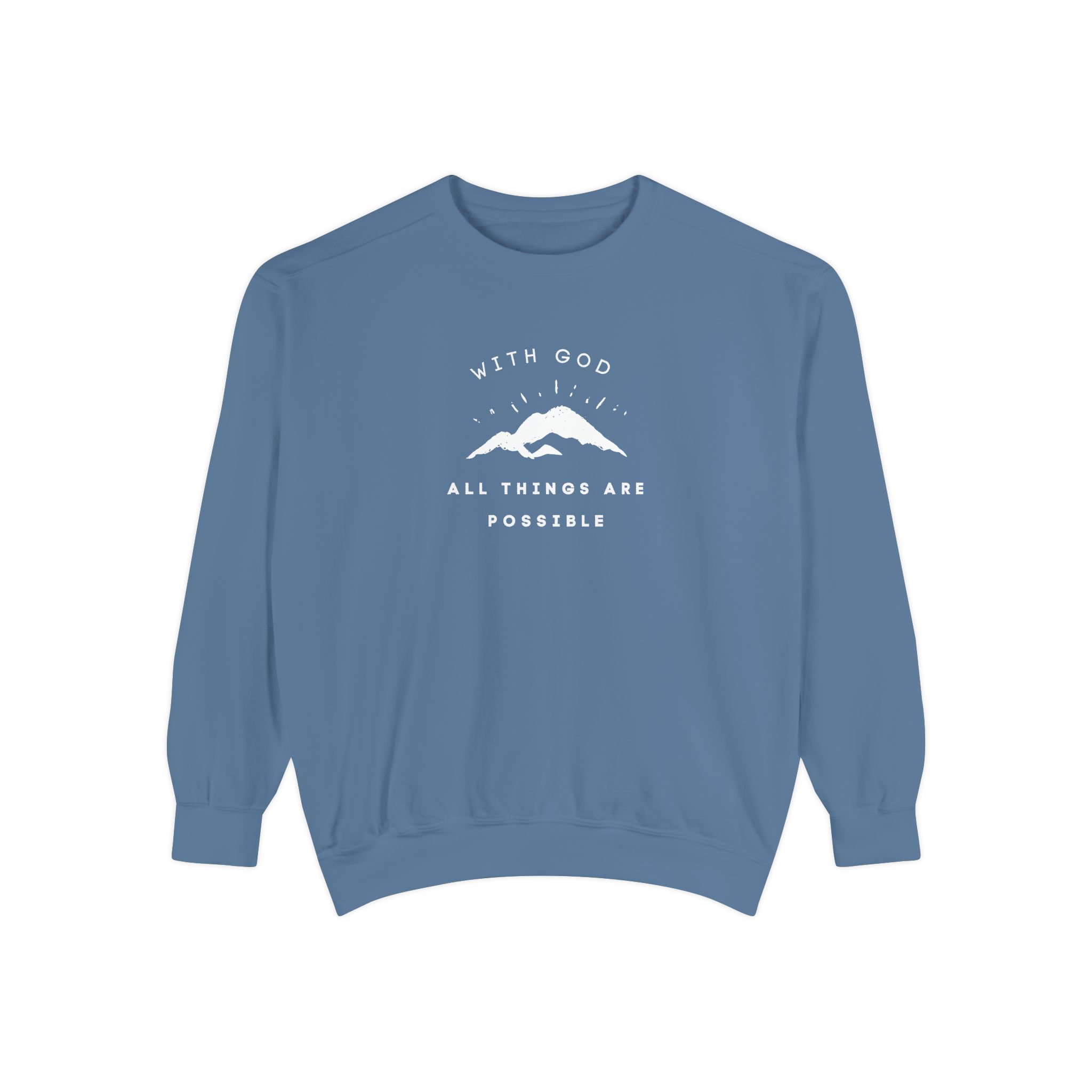 With God All Things Are Possible – "Summit Hope" Vintage Garment-Dyed Sweatshirt - Imagen 7