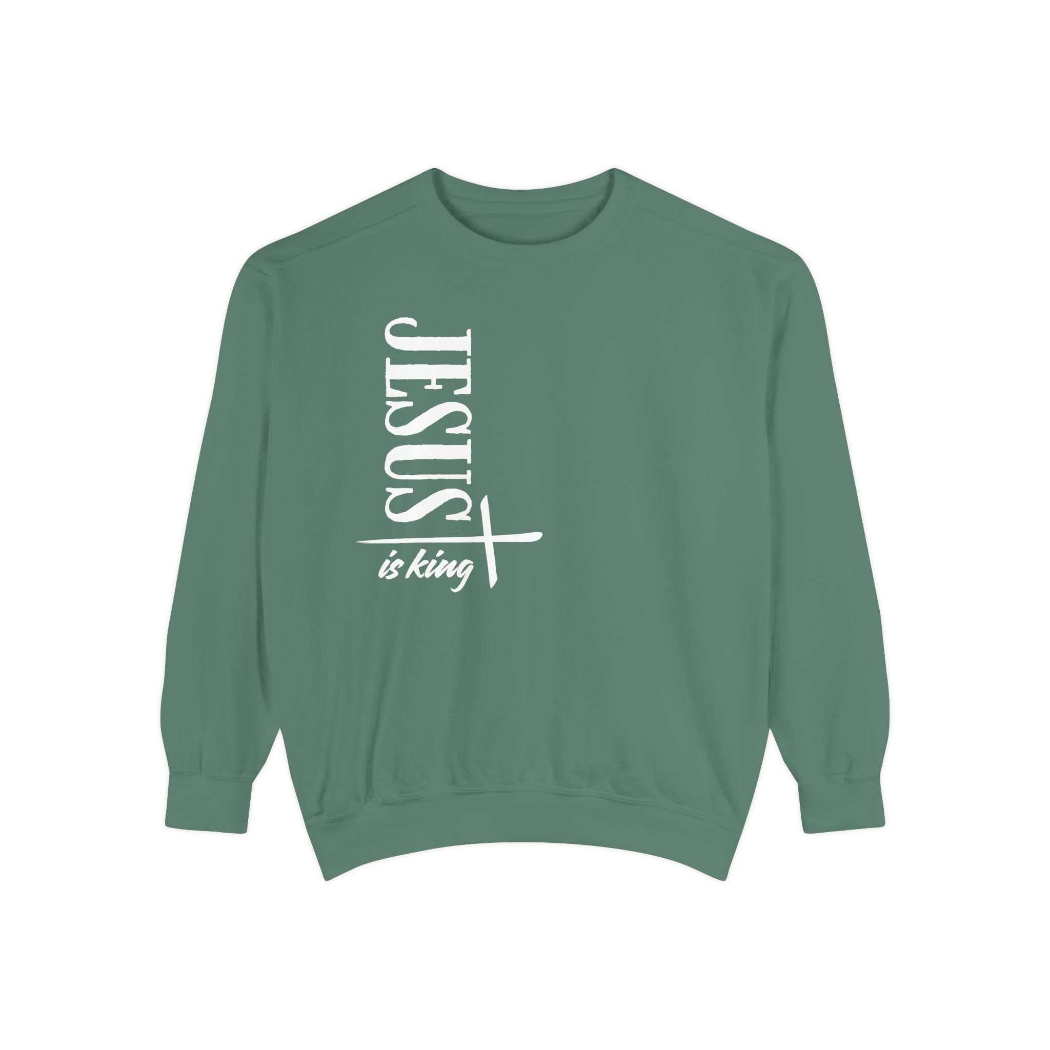 Jesus is King – "Vertical Cross" Vintage Garment-Dyed Sweatshirt - Imagen 2