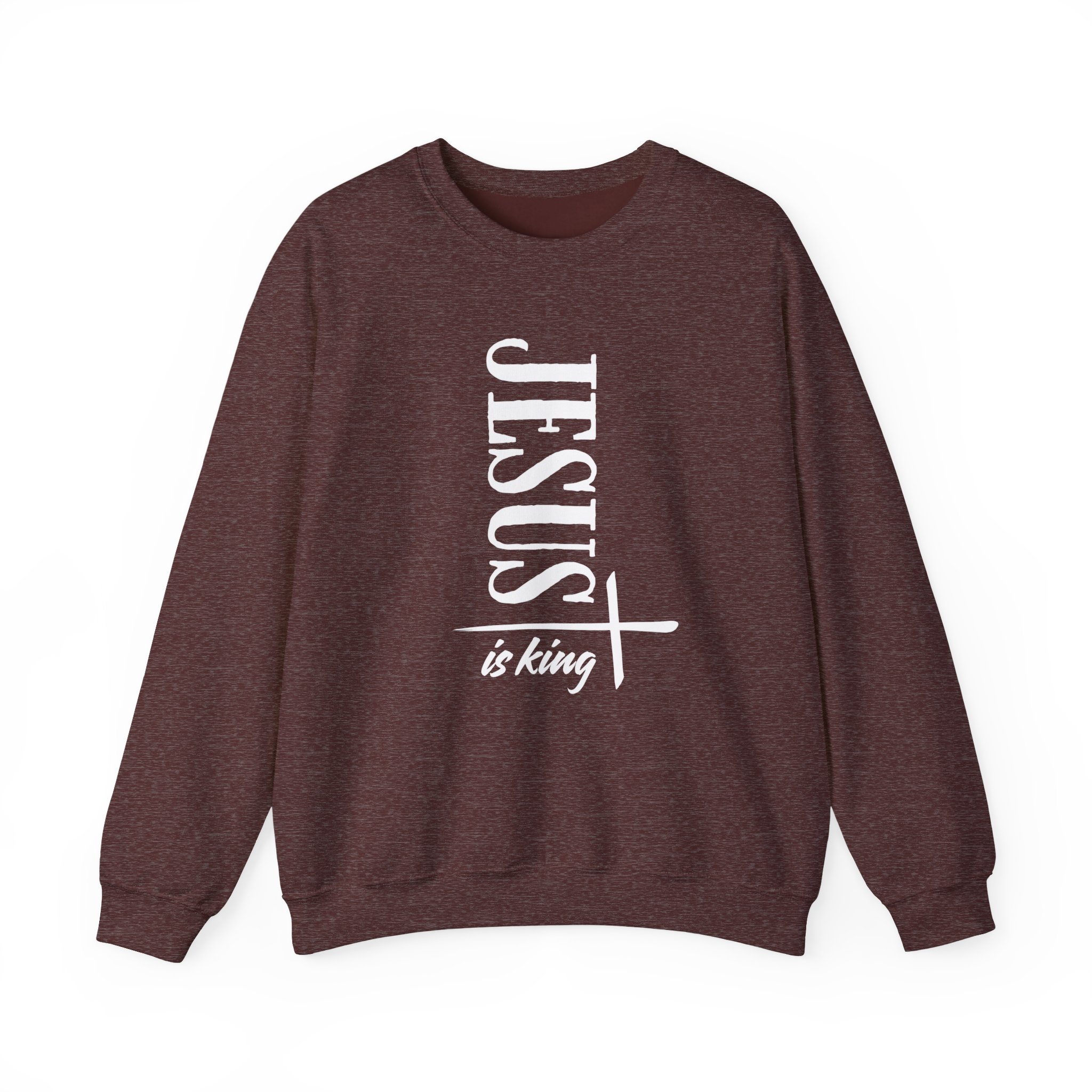 Jesus is King – "Vertical Cross" Classic Heavy Blend Crewneck Sweatshirt - Imagen 2
