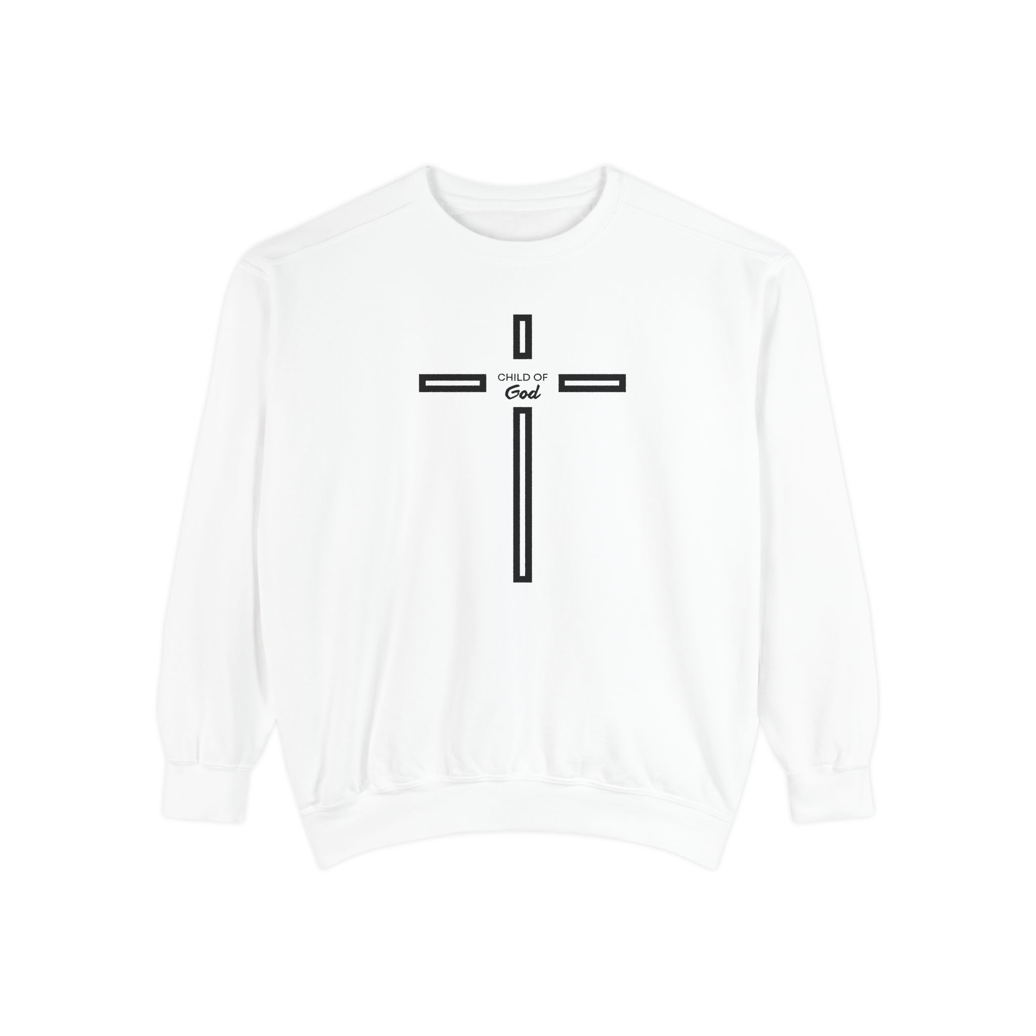 "Child of God" Modern Linear Cross Vintage Garment-Dyed Sweatshirt - Imagen 6