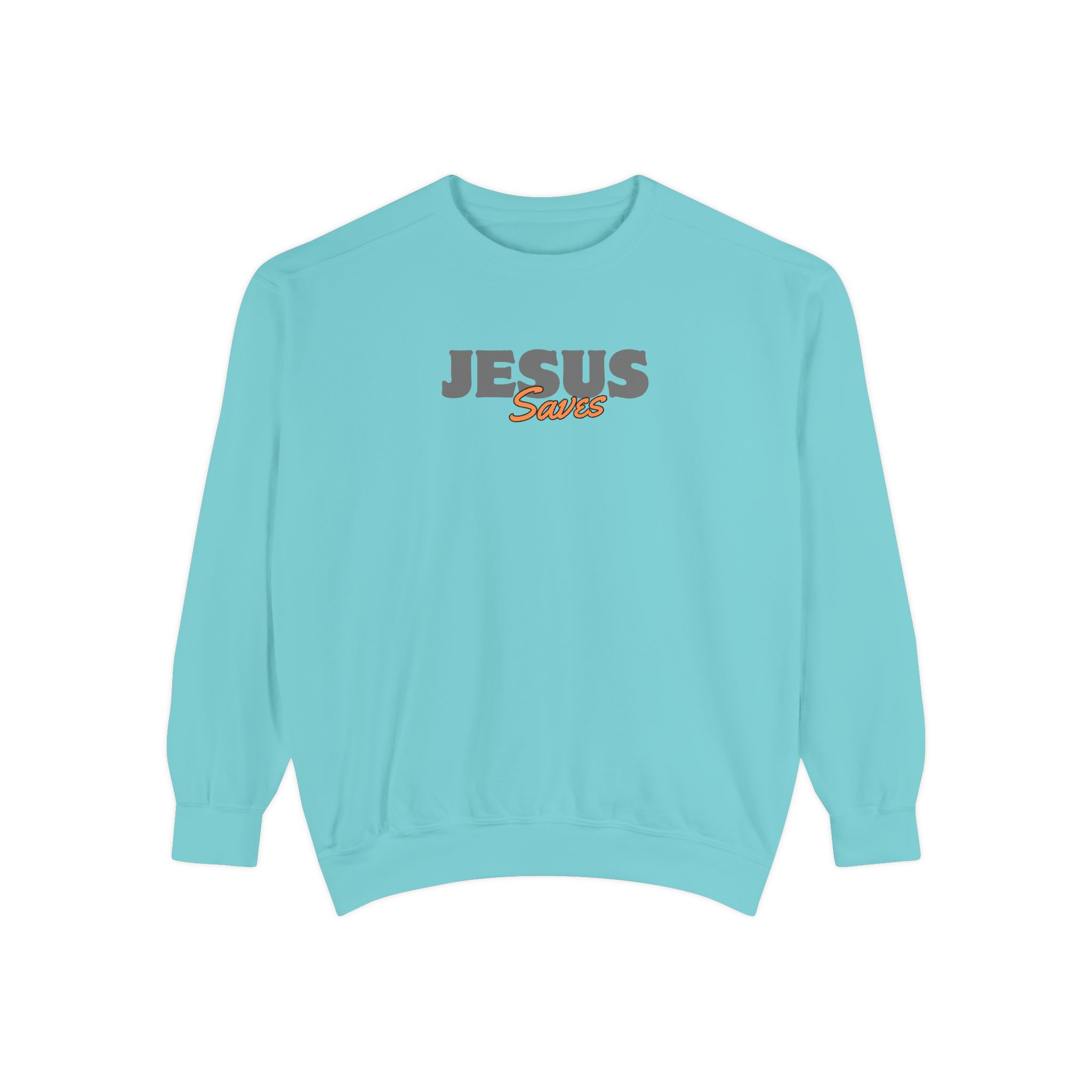Jesus Saves – "Retro Bubble" Vintage Garment-Dyed Sweatshirt - Imagen 5