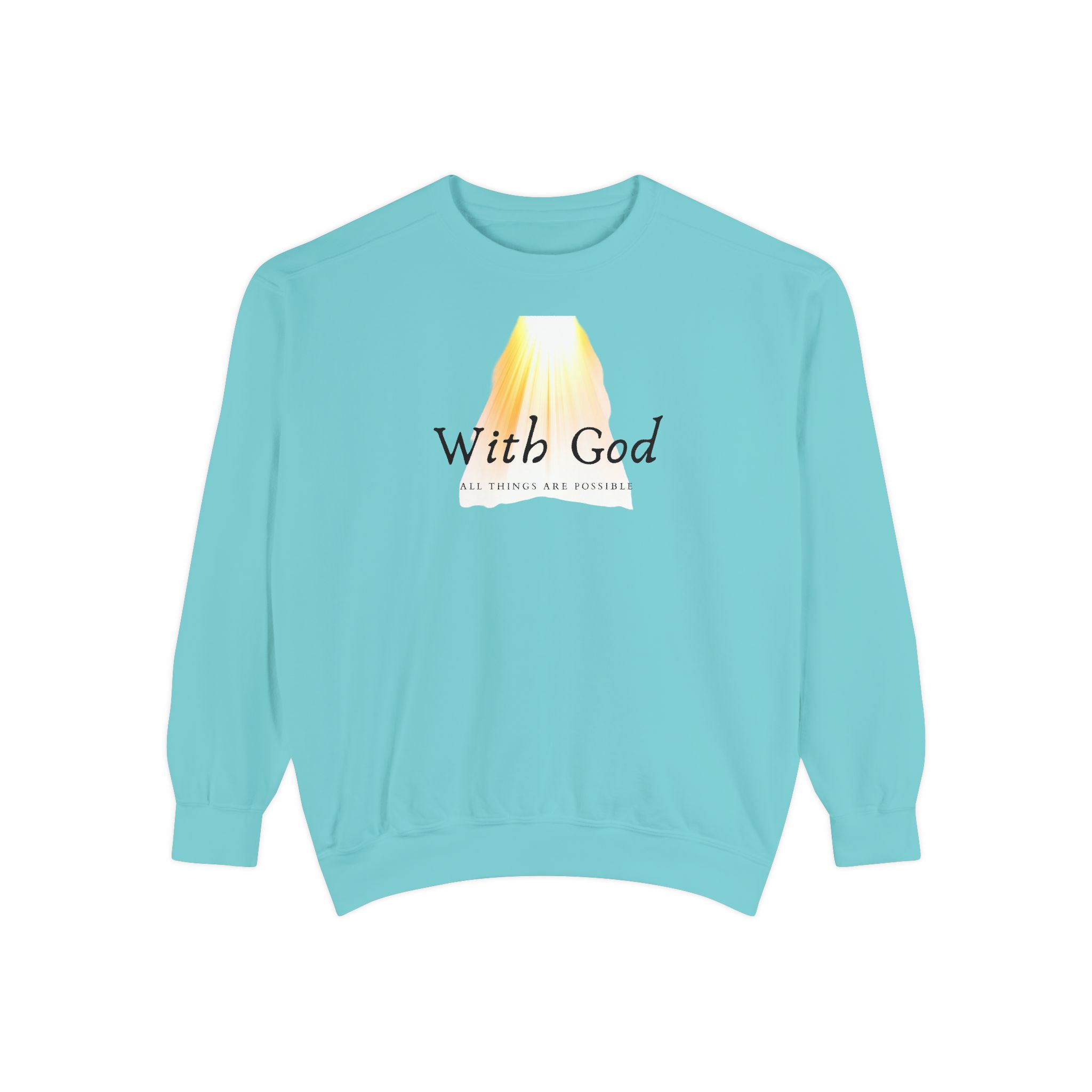 With God All Things Are Possible – "Divine Light" Vintage Garment-Dyed Sweatshirt