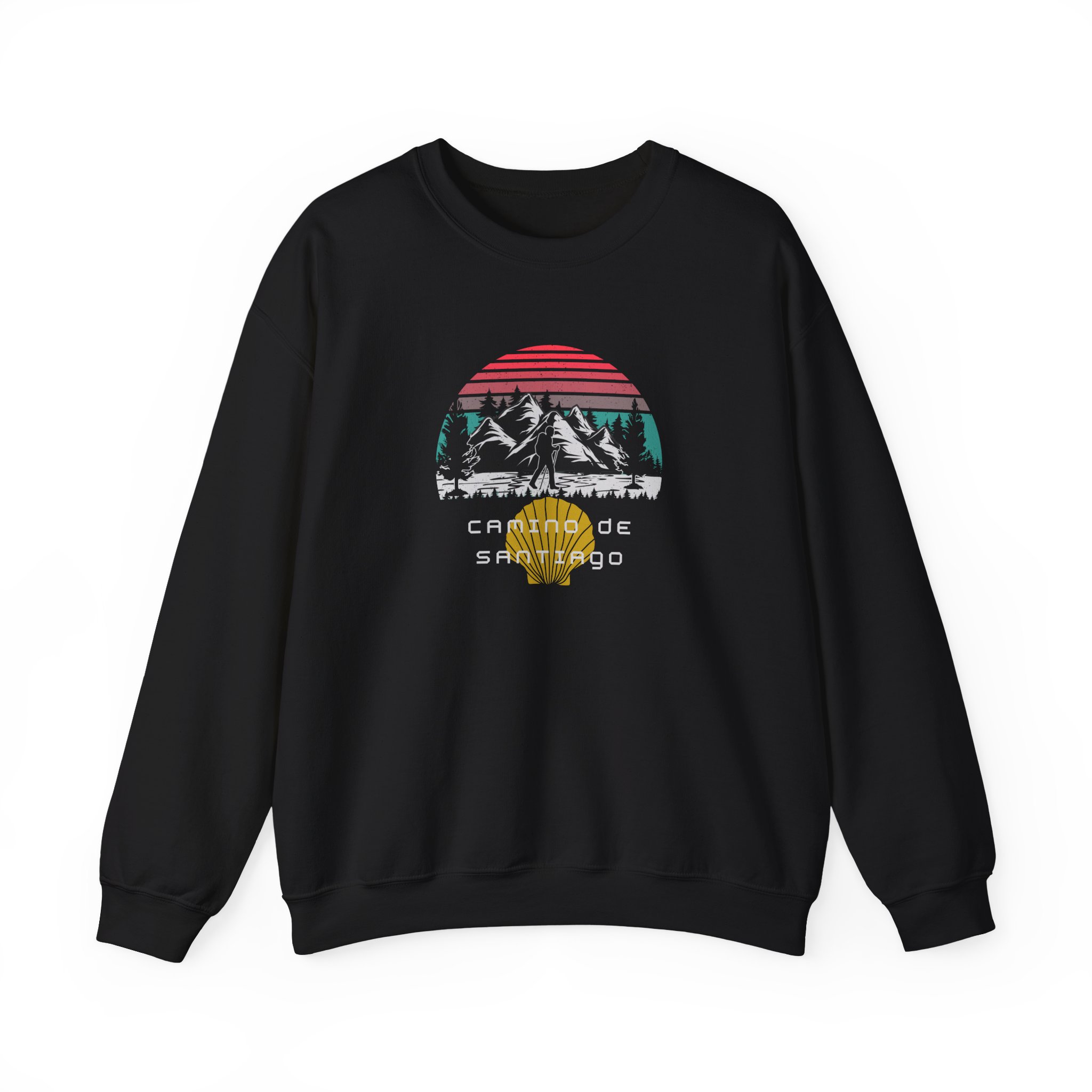 Camino de Santiago – "Mountain Sunset Trek" Classic Unisex Crewneck T-Shirt - Imagen 3