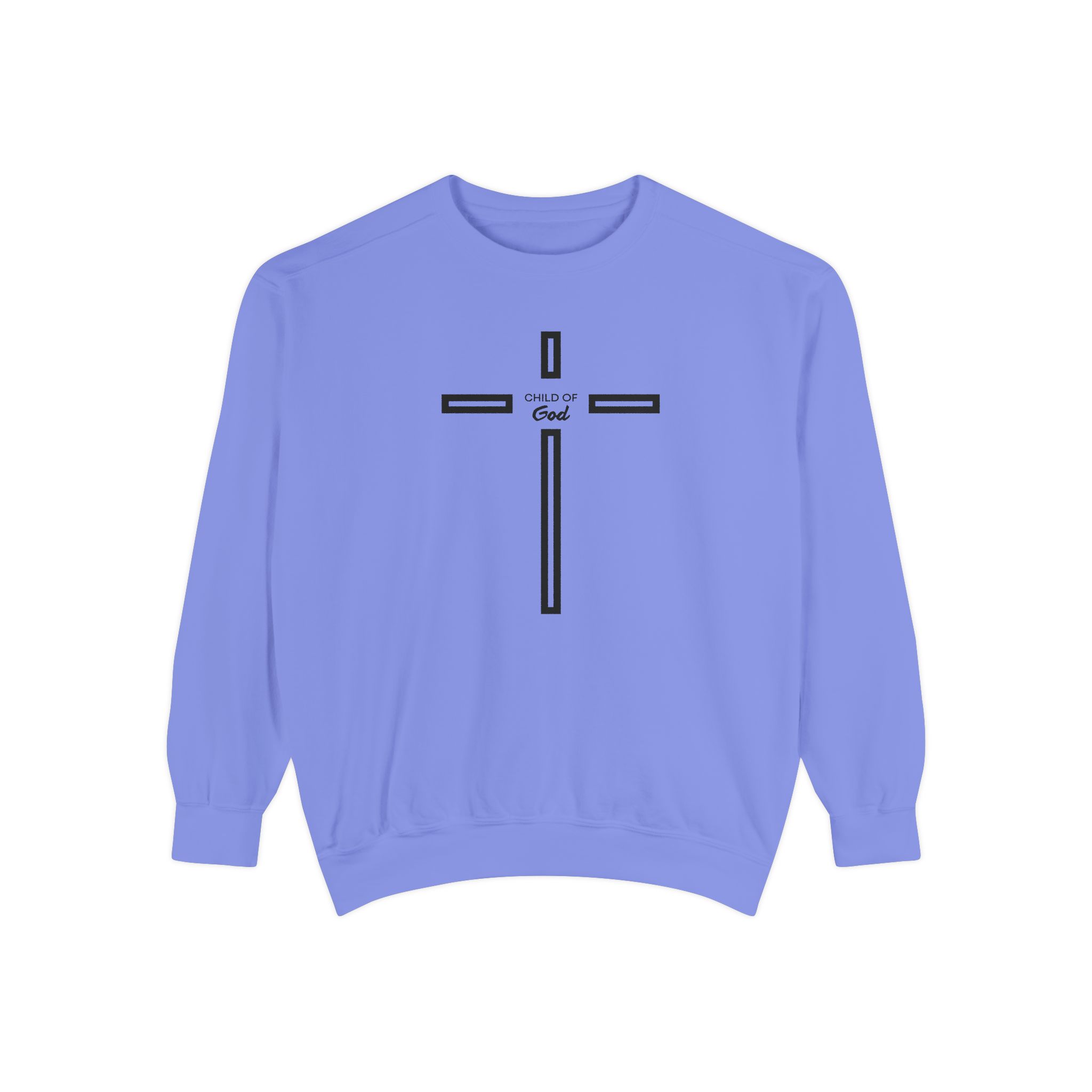 "Child of God" Modern Linear Cross Vintage Garment-Dyed Sweatshirt