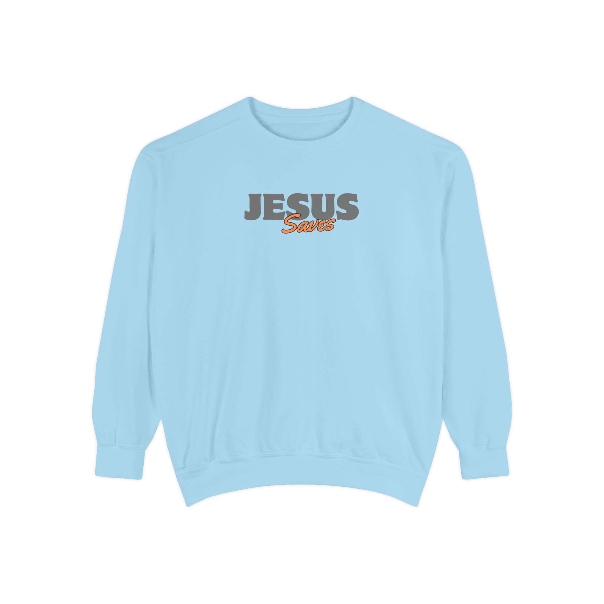 Jesus Saves – "Retro Bubble" Vintage Garment-Dyed Sweatshirt - Imagen 2