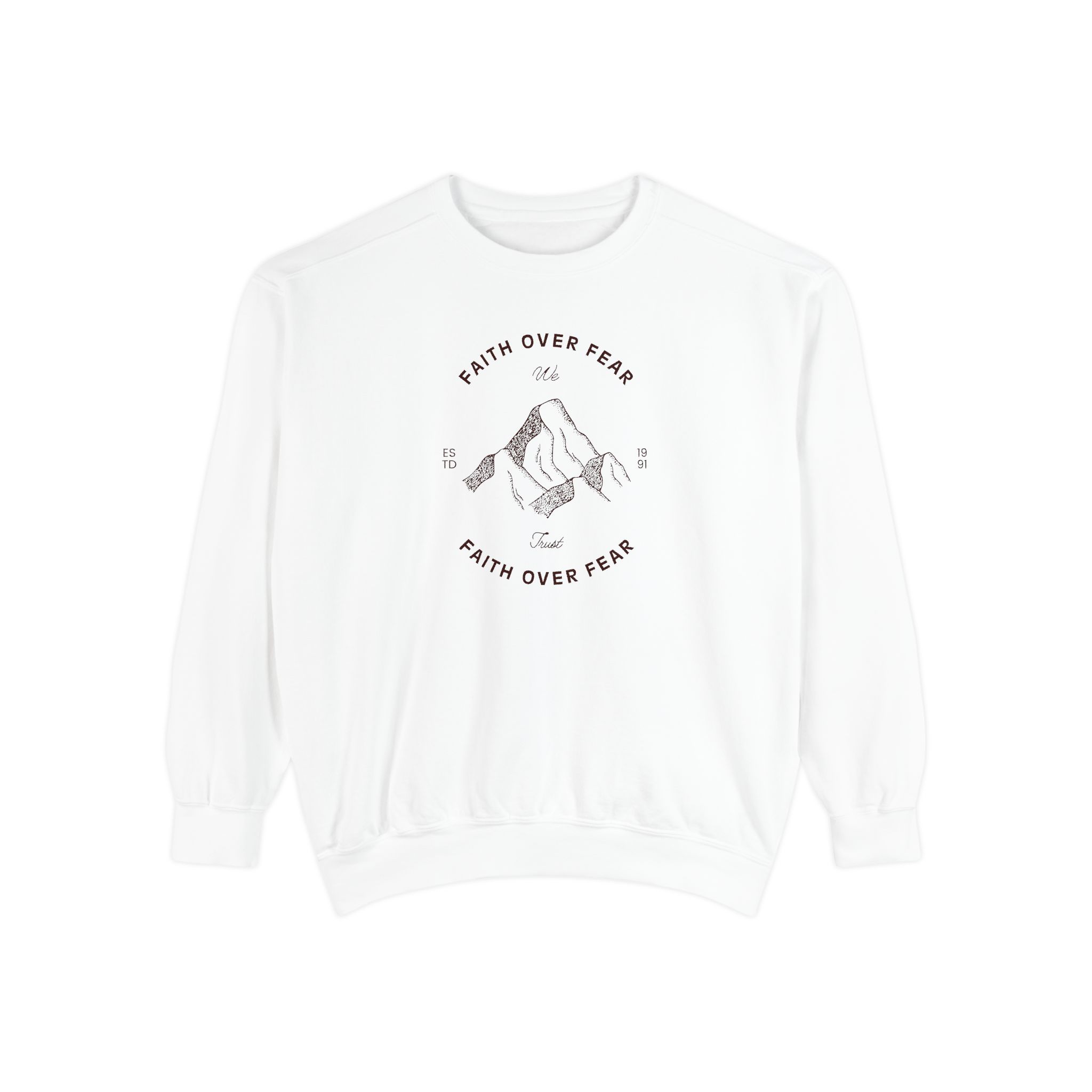Faith Over Fear – "Mountain Legacy" Vintage Garment-Dyed Sweatshirt - Imagen 2