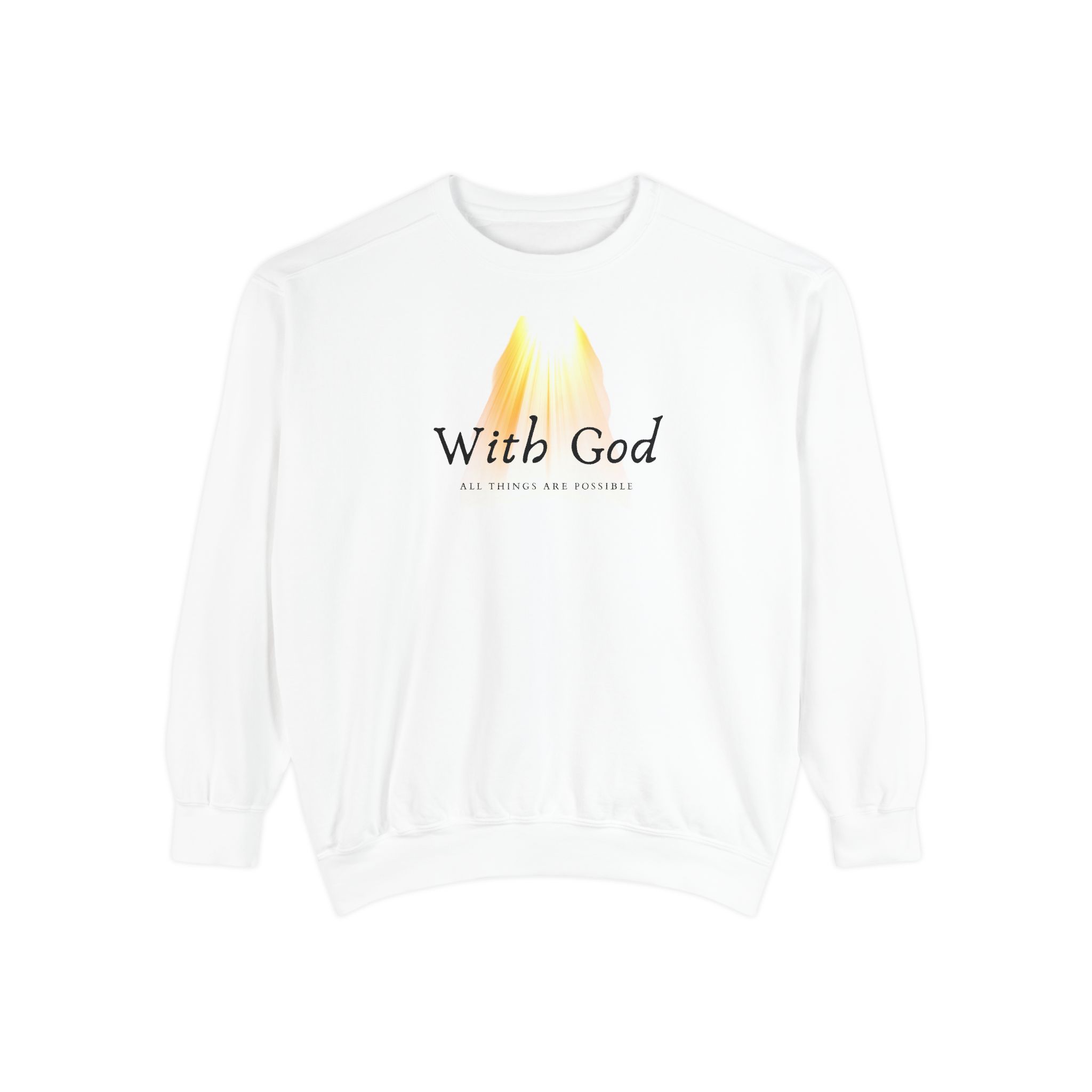 With God All Things Are Possible – "Divine Light" Vintage Garment-Dyed Sweatshirt - Imagen 2