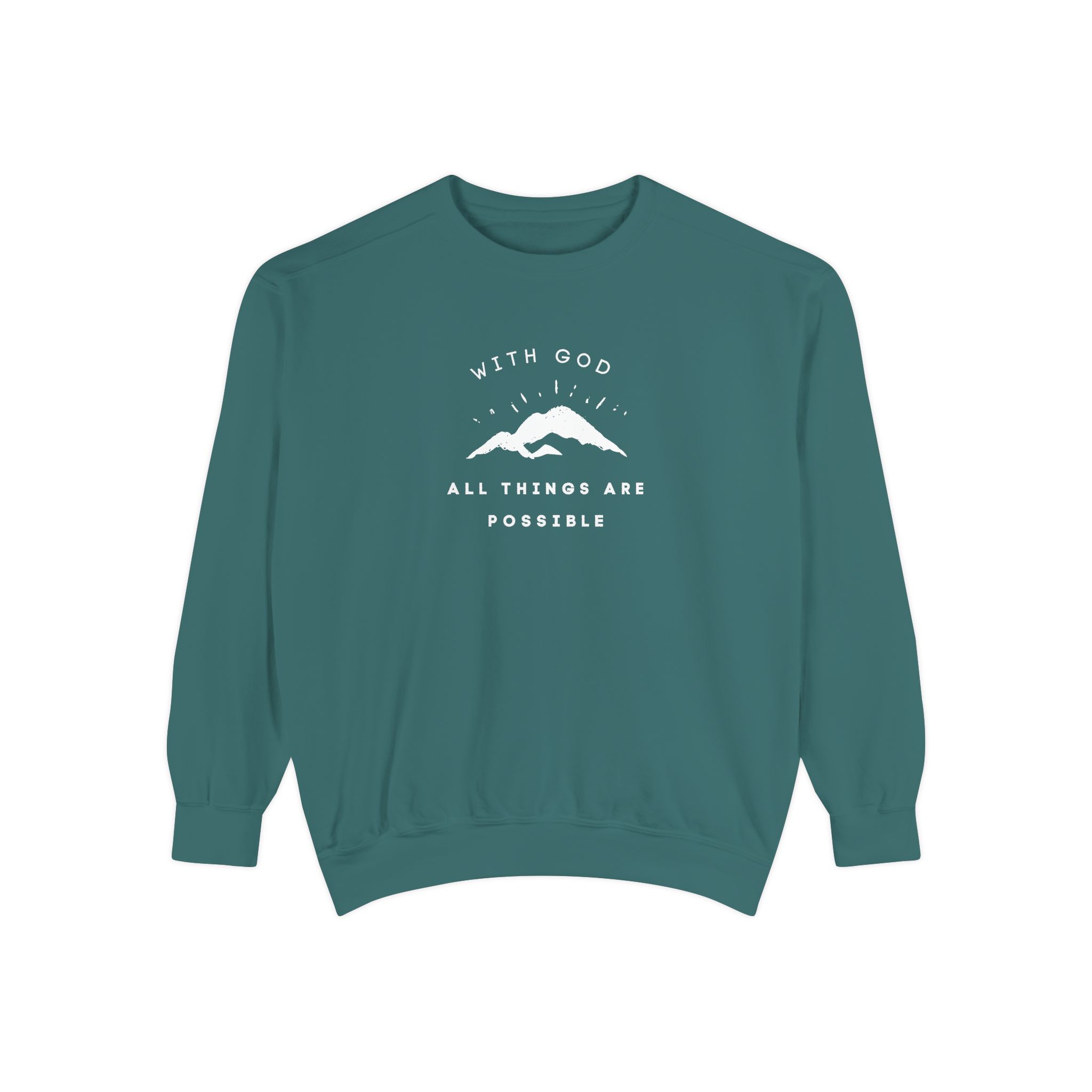 With God All Things Are Possible – "Summit Hope" Vintage Garment-Dyed Sweatshirt - Imagen 4