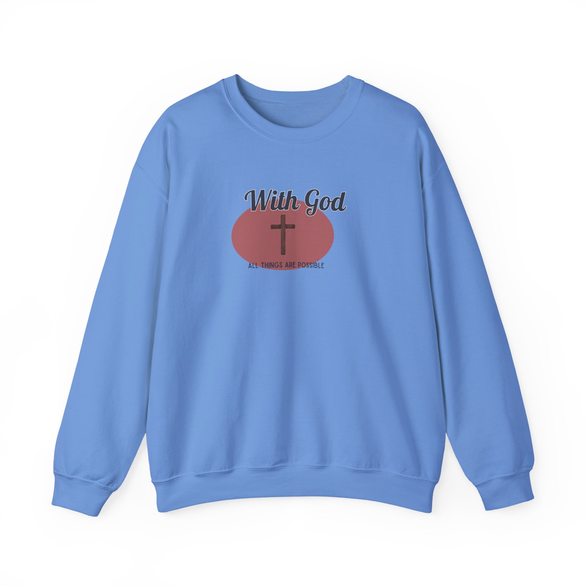 With God All Things Are Possible – "Earthy Heritage" Classic Heavy Blend Crewneck Sweatshirt