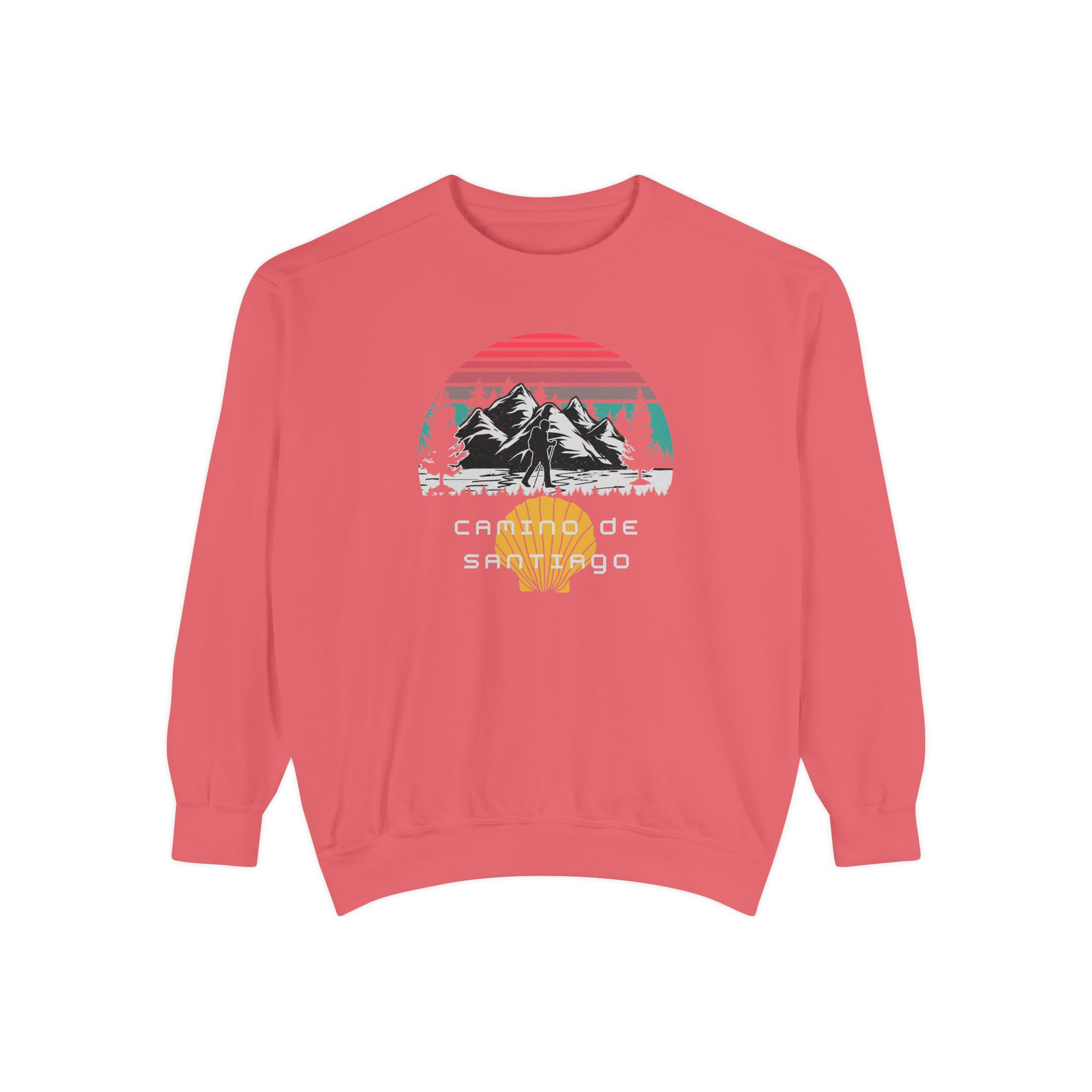 Camino de Santiago – "Mountain Sunset Trek" Vintage Garment-Dyed Sweatshirt - Imagen 6