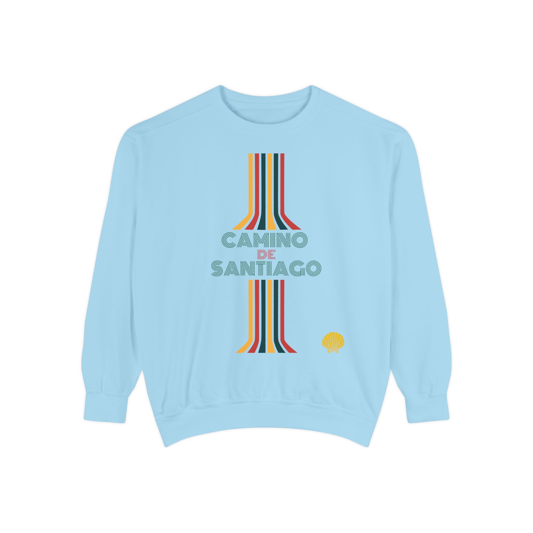Camino de Santiago – "Retro Vertical Flow" Vintage Garment-Dyed Sweatshirt - Imagen 2