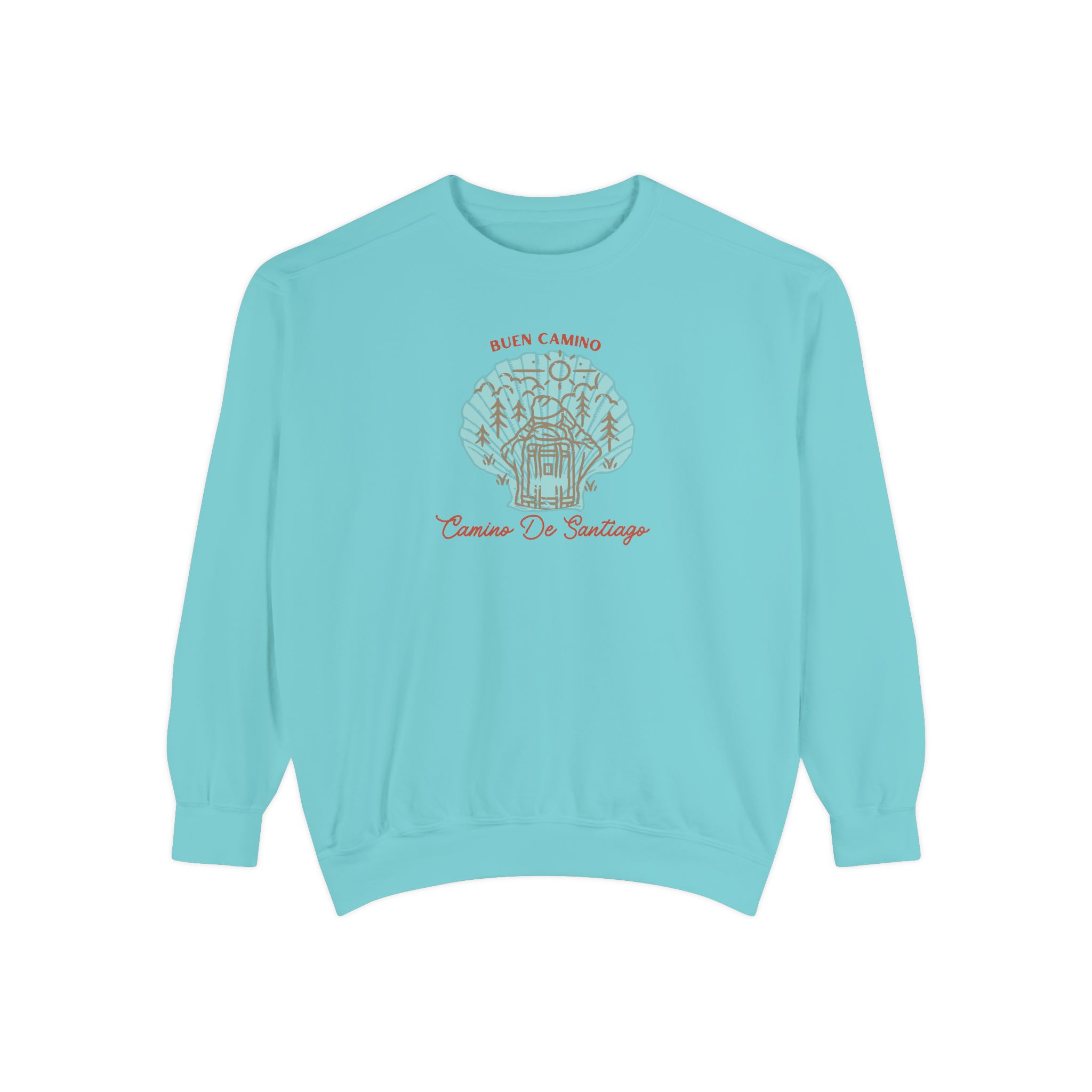 Camino de Santiago – "Rustic Scallop Journey" Vintage Garment-Dyed Sweatshirt