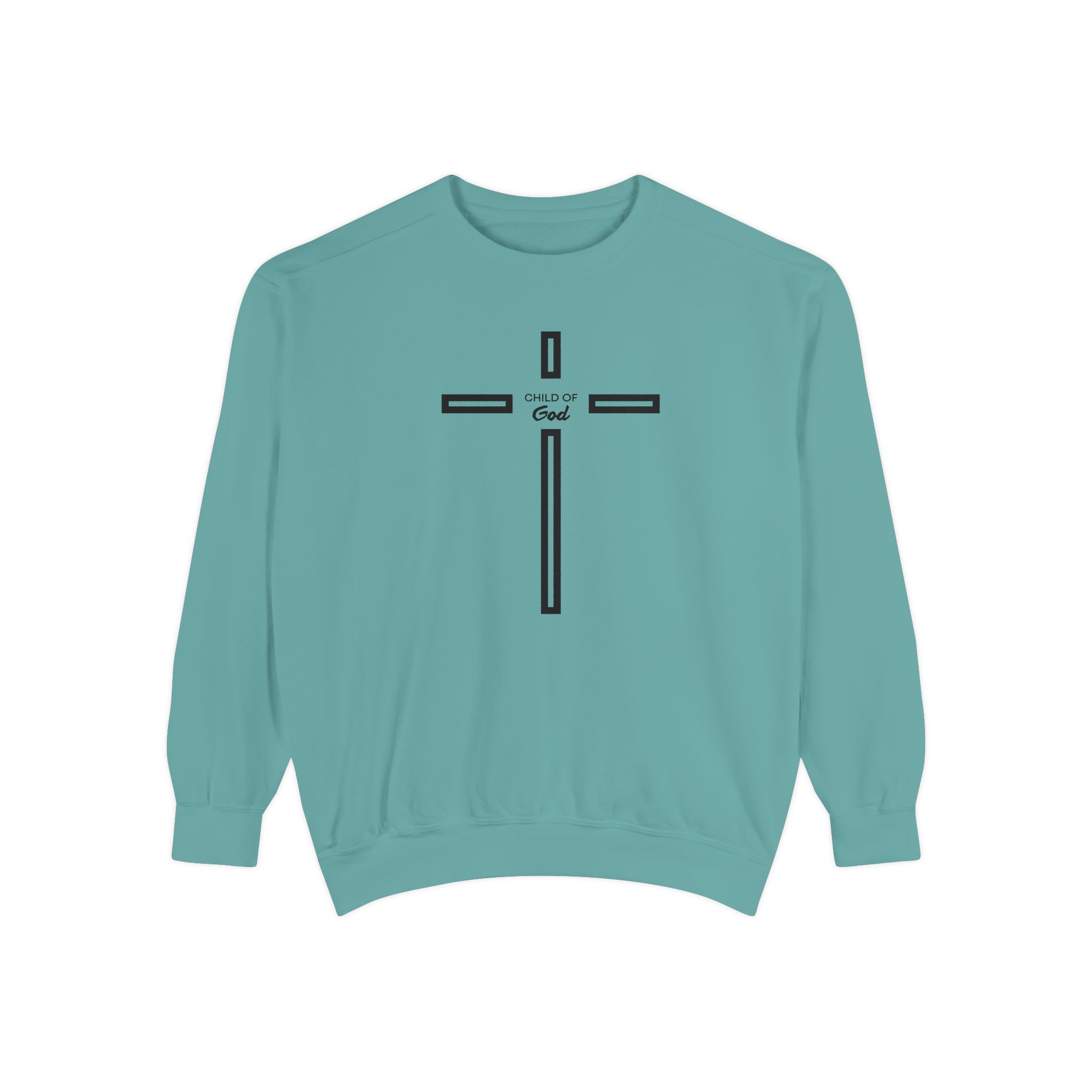 "Child of God" Modern Linear Cross Vintage Garment-Dyed Sweatshirt - Imagen 10