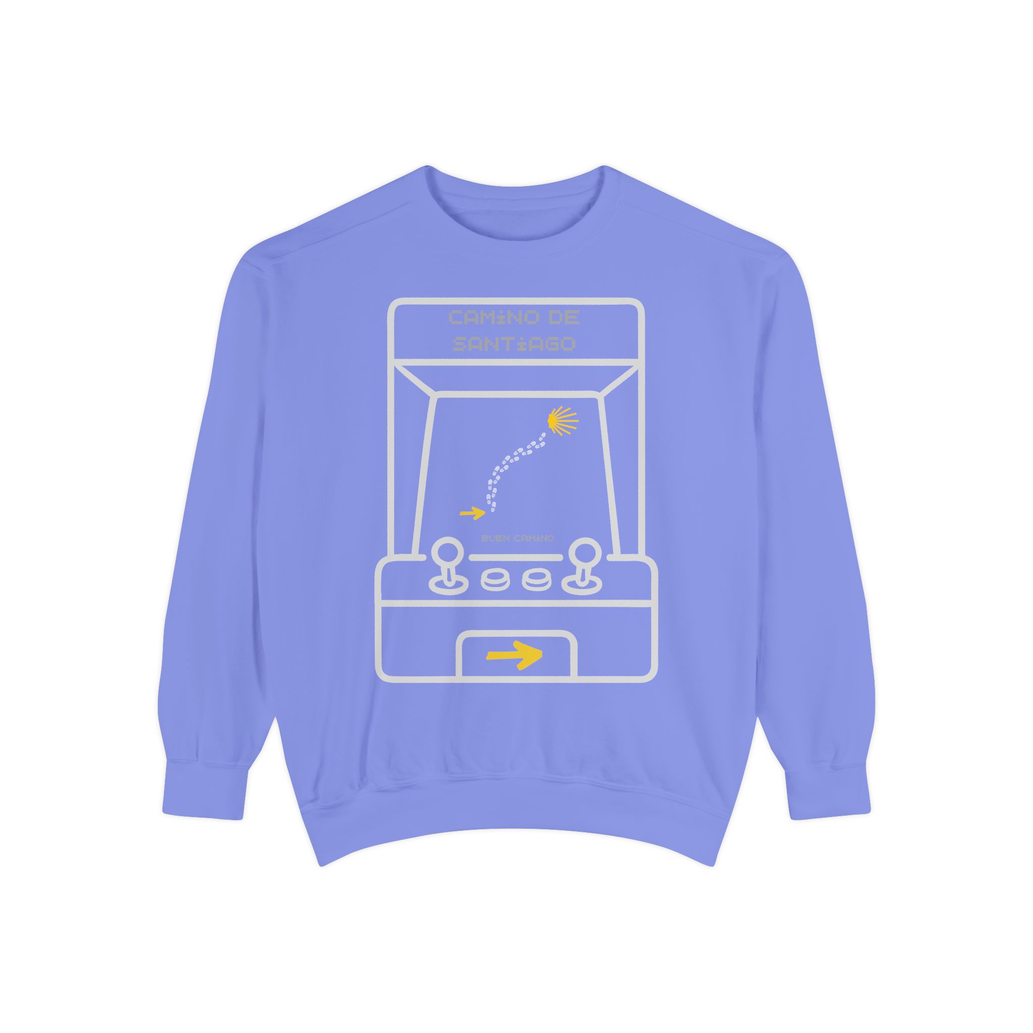 Camino de Santiago – "Retro Arcade Pixel" Vintage Garment-Dyed Sweatshirt - Imagen 4