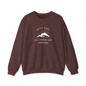 With God All Things Are Possible – "Summit Hope" Classic Heavy Blend Crewneck Sweatshirt